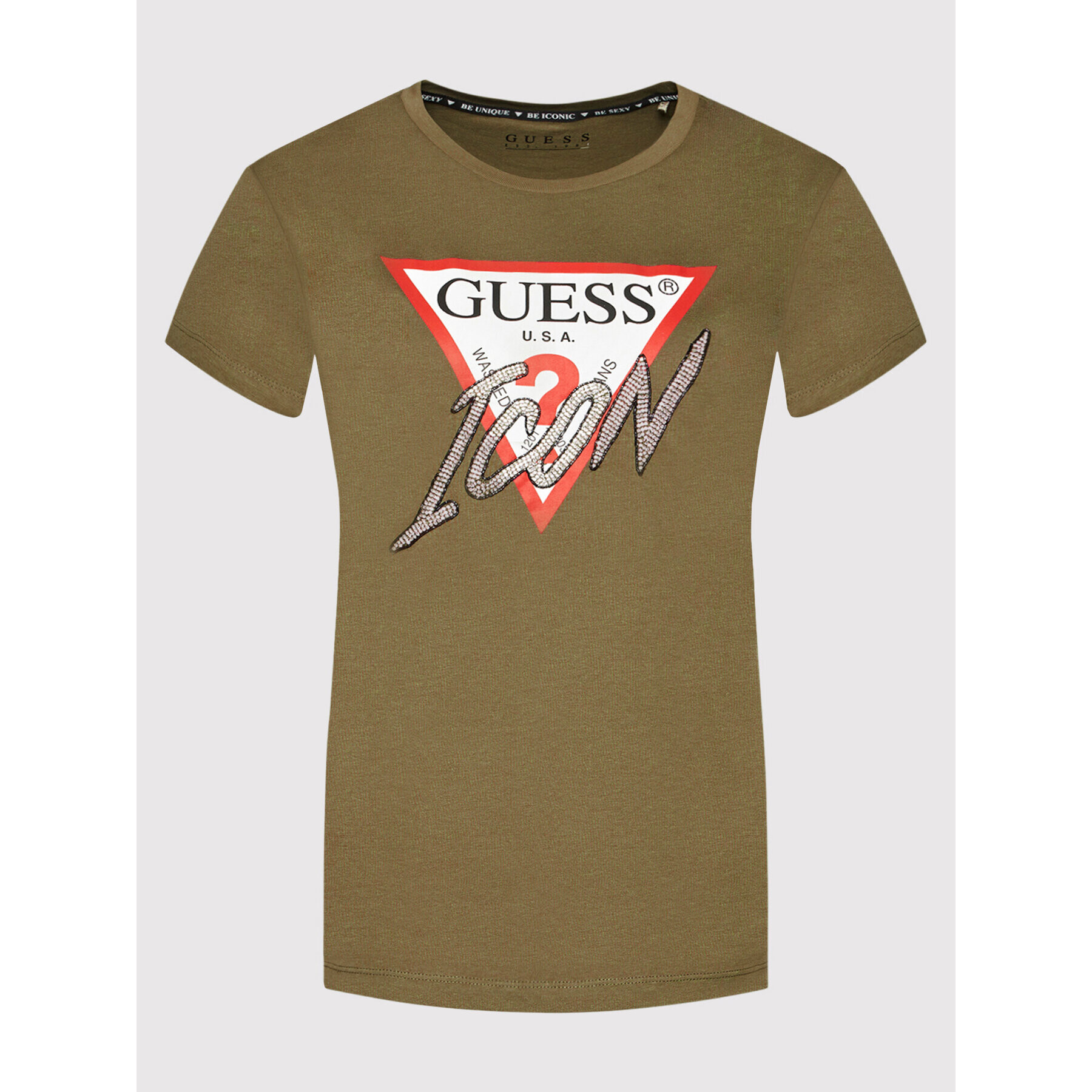 Guess Tričko Icon W1YI0Y I3Z00 Zelená Regular Fit - Pepit.sk