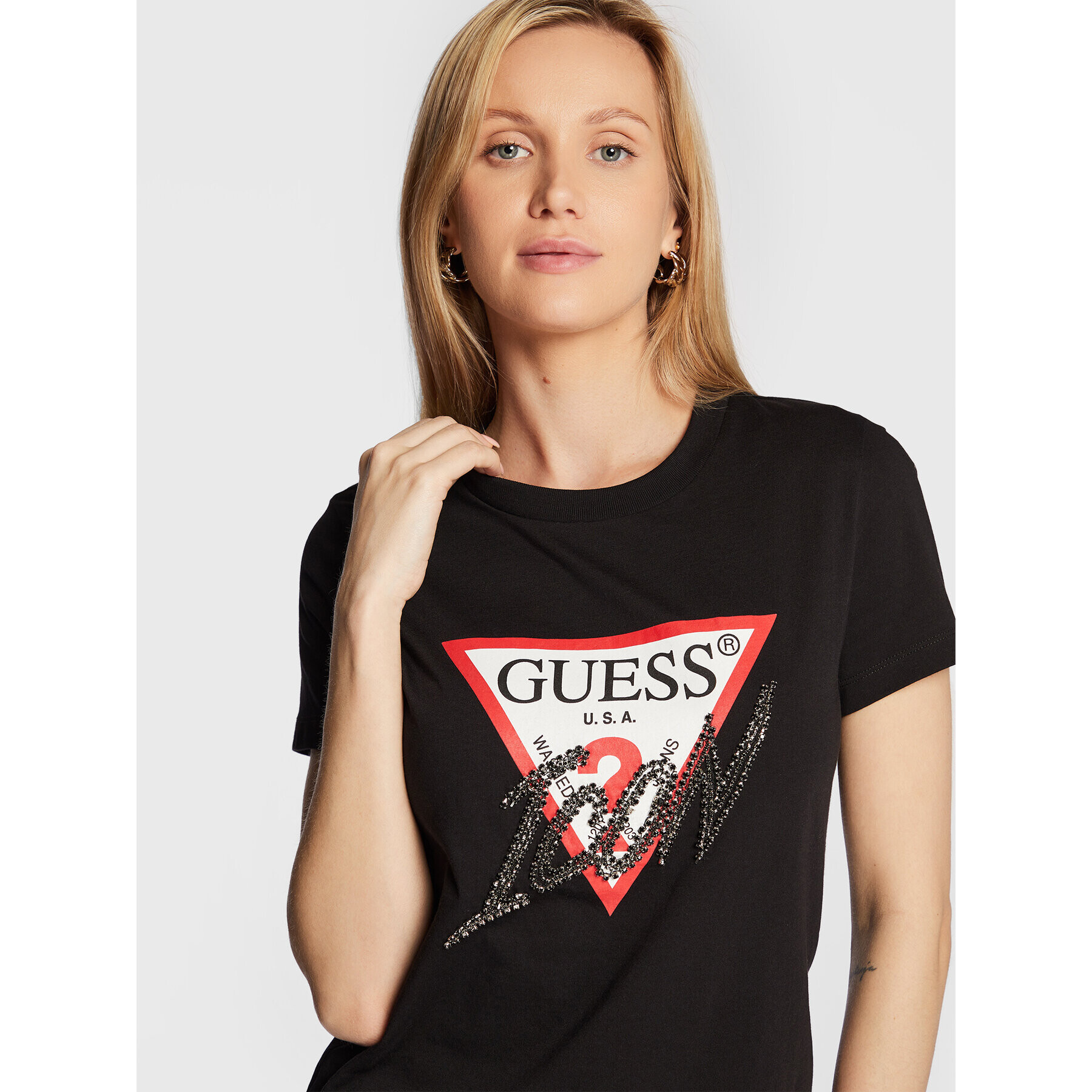 Guess Tričko Icon W2BI12 I3Z13 Čierna Regular Fit - Pepit.sk