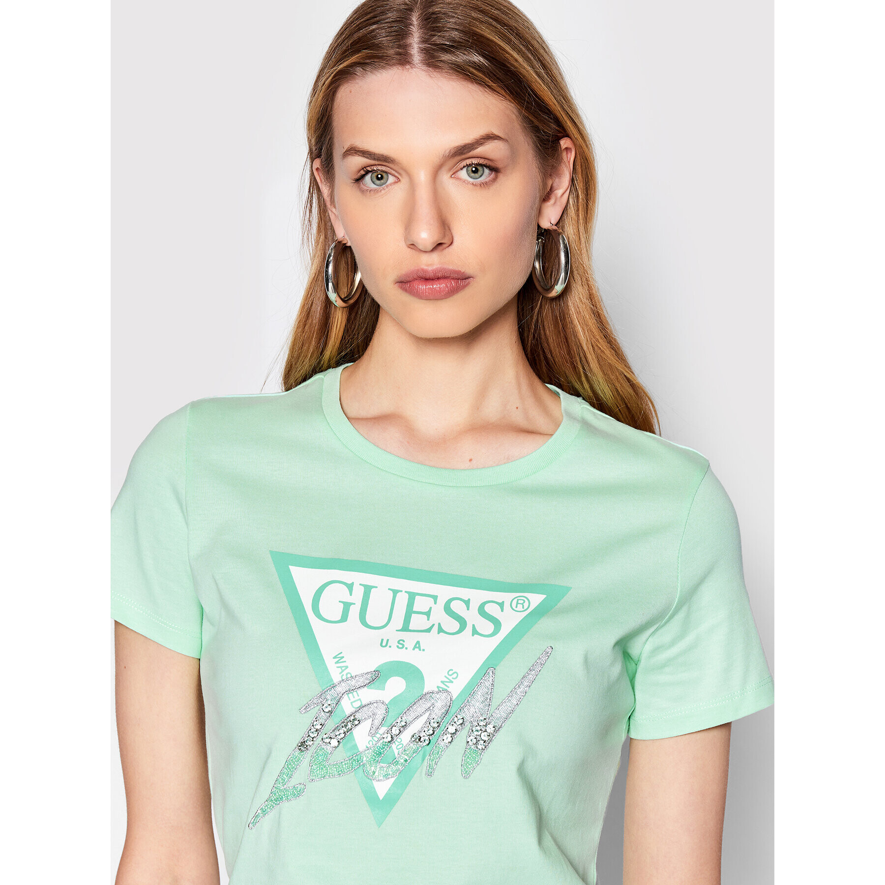 Guess Tričko Icon W2GI02 I3Z11 Zelená Regular Fit - Pepit.sk