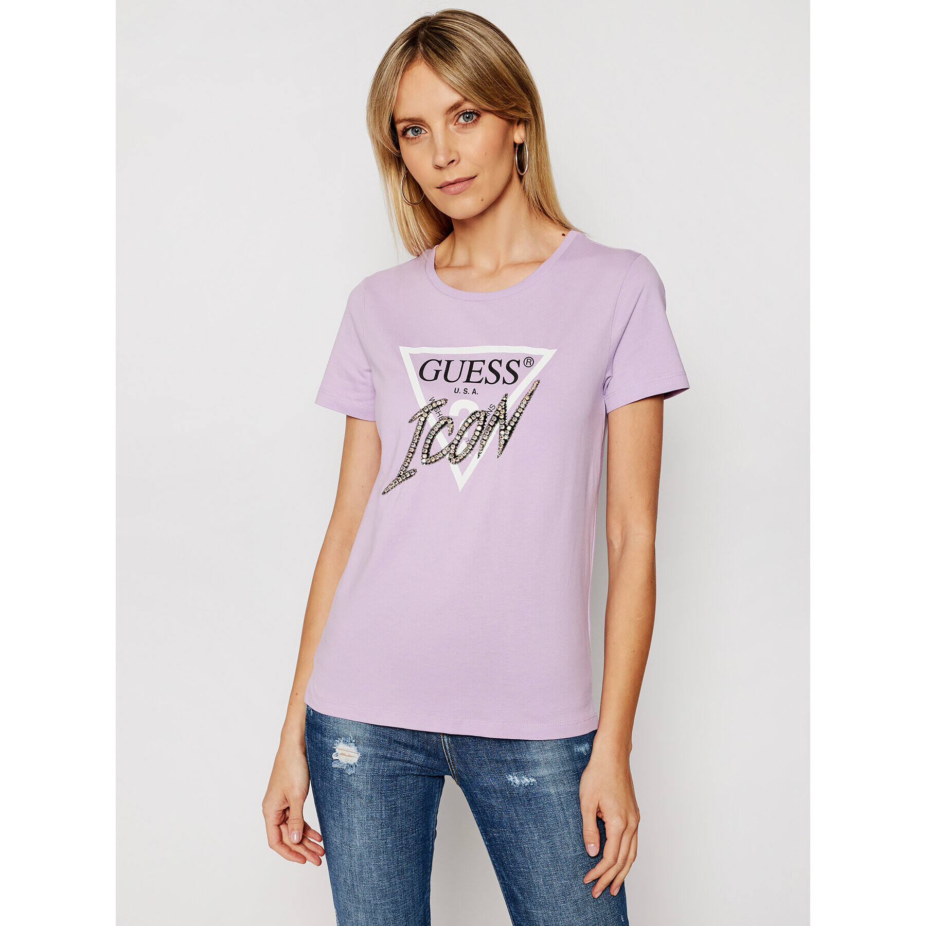 Guess Tričko Iconic Tee W1RI25 I3Z00 Fialová Regular Fit - Pepit.sk