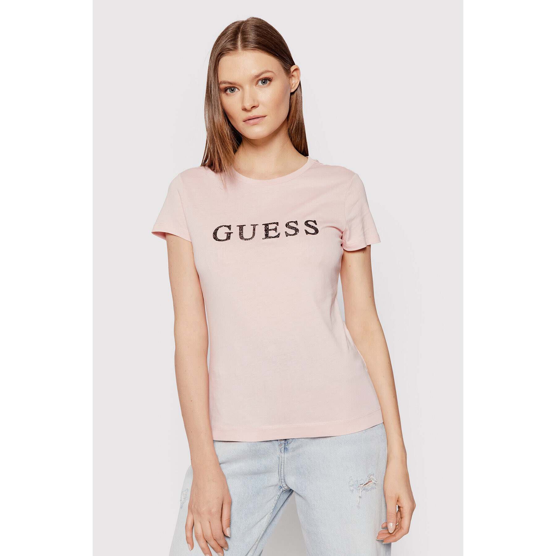 Guess Tričko Kimetz W1BI06 JA911 Ružová Regular Fit - Pepit.sk