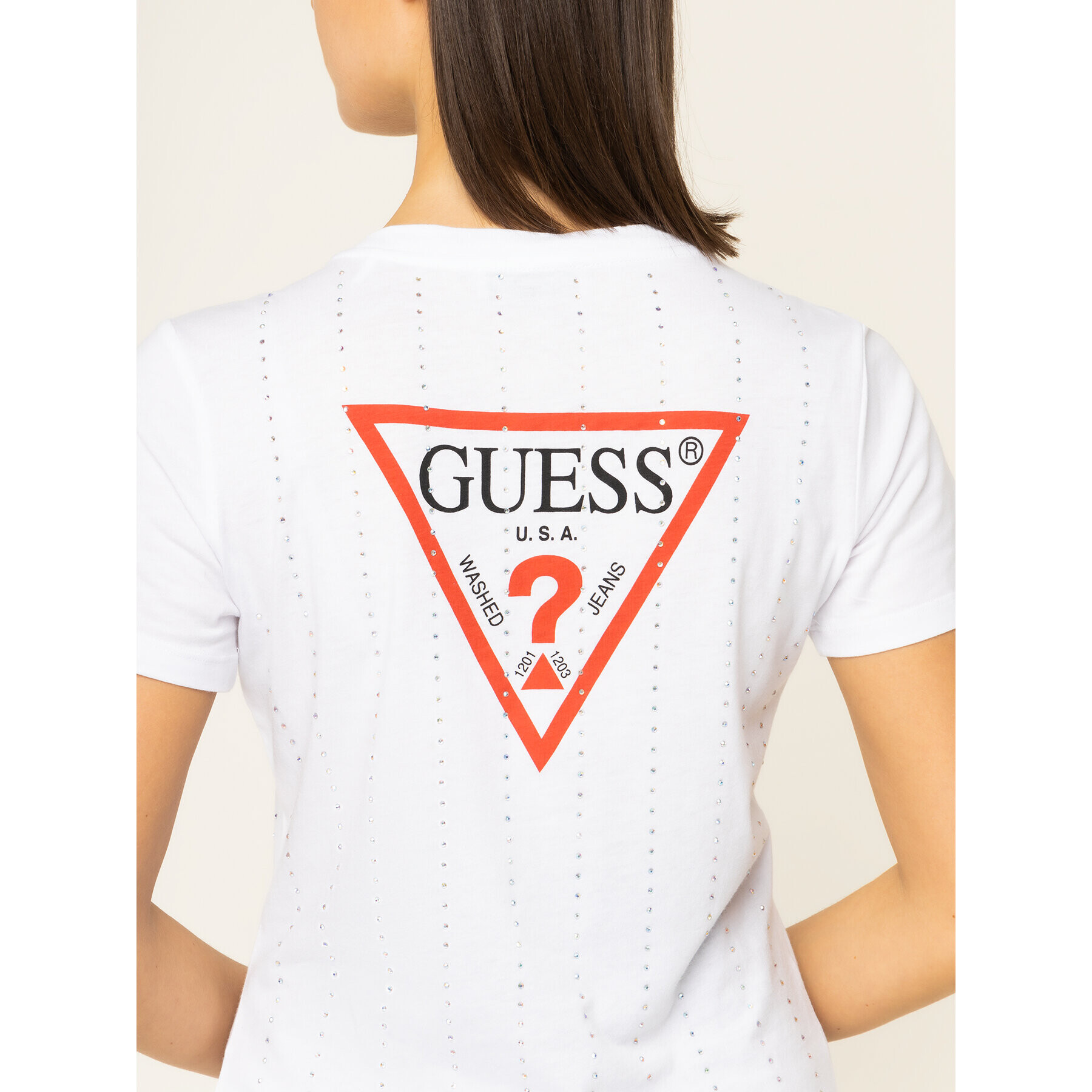 Guess Tričko Krystal Tee W01I70 K46D0 Biela Regular Fit - Pepit.sk