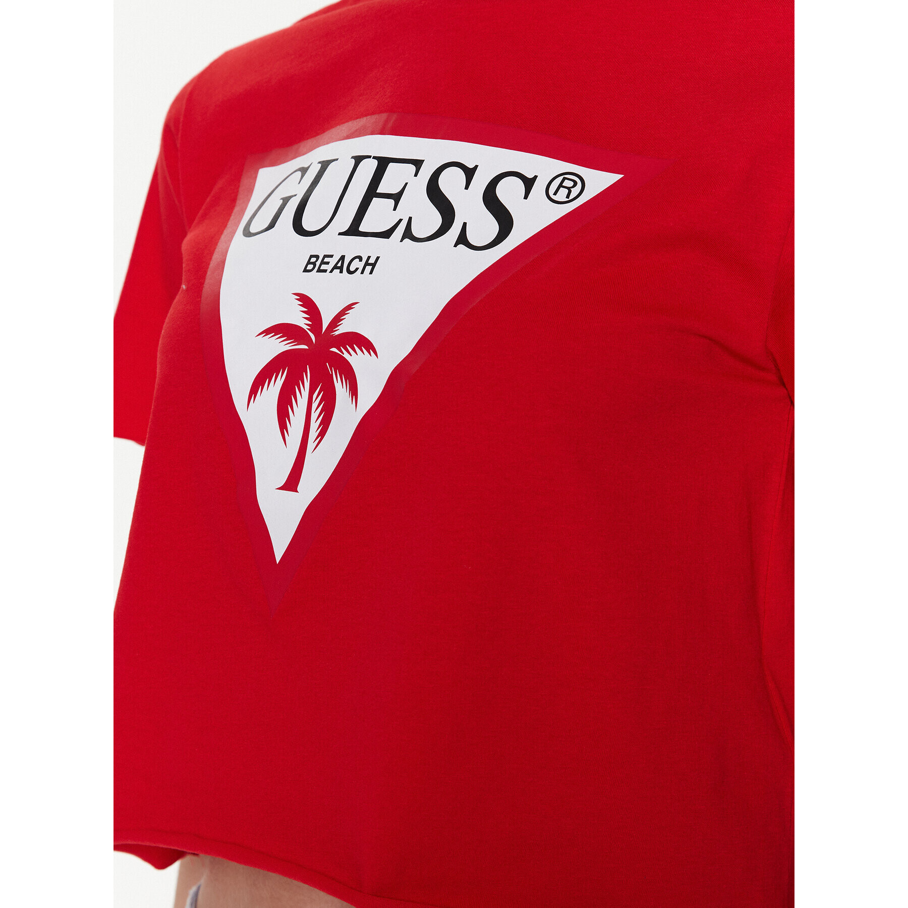 Guess Tričko Logo E02I01 JA914 Červená Boxy Fit - Pepit.sk