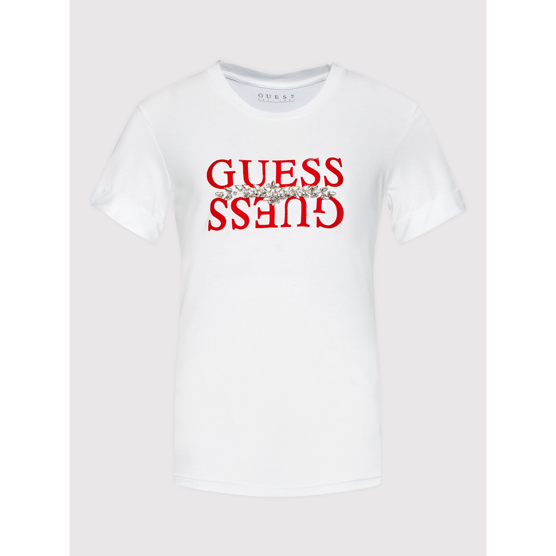 Guess Tričko Maider W1BI08 K46D1 Biela Relaxed Fit - Pepit.sk