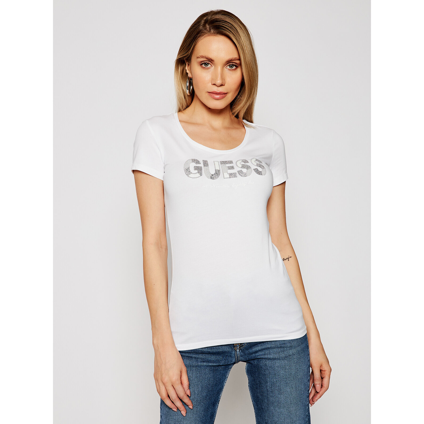 Guess Tričko Martina Tee W1GI36 J1300 Biela Slim Fit - Pepit.sk