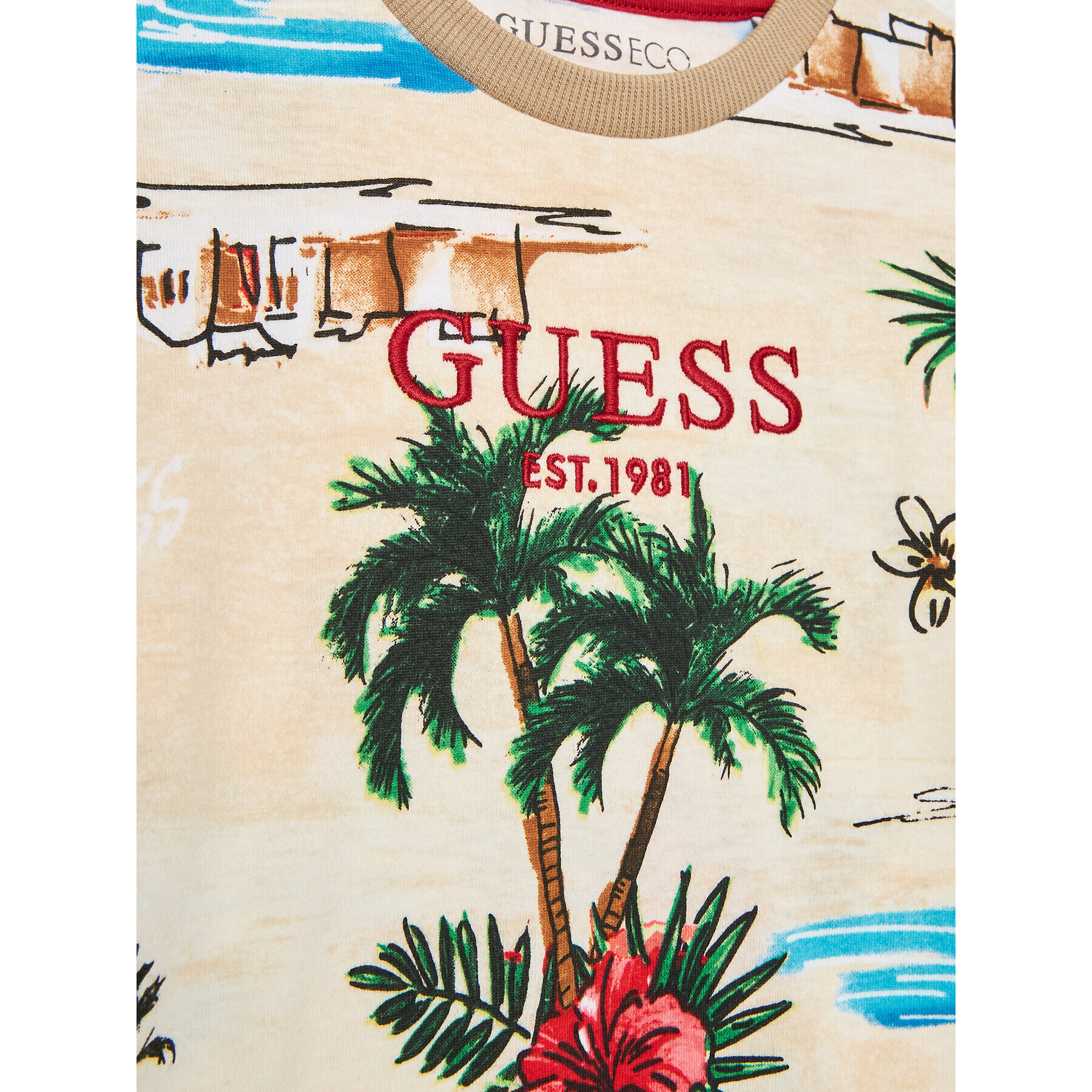 Guess Tričko N3GI24 K8HM3 Béžová Regular Fit - Pepit.sk