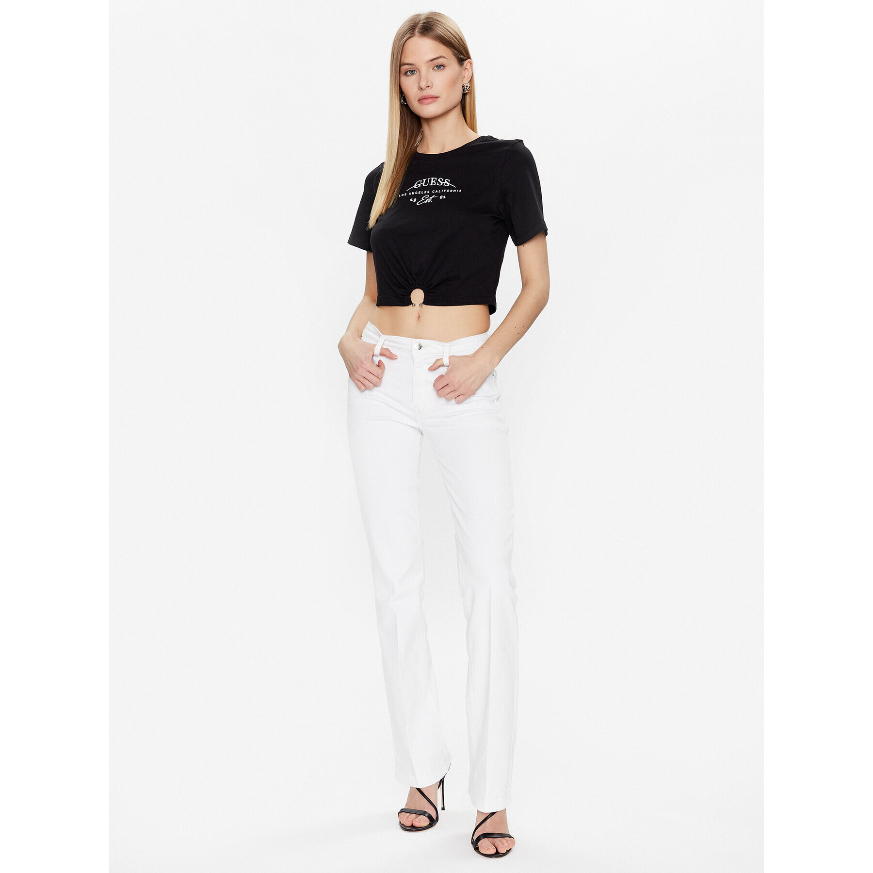 Guess Tričko Piercing W3GI23 JA914 Čierna Boxy Fit - Pepit.sk