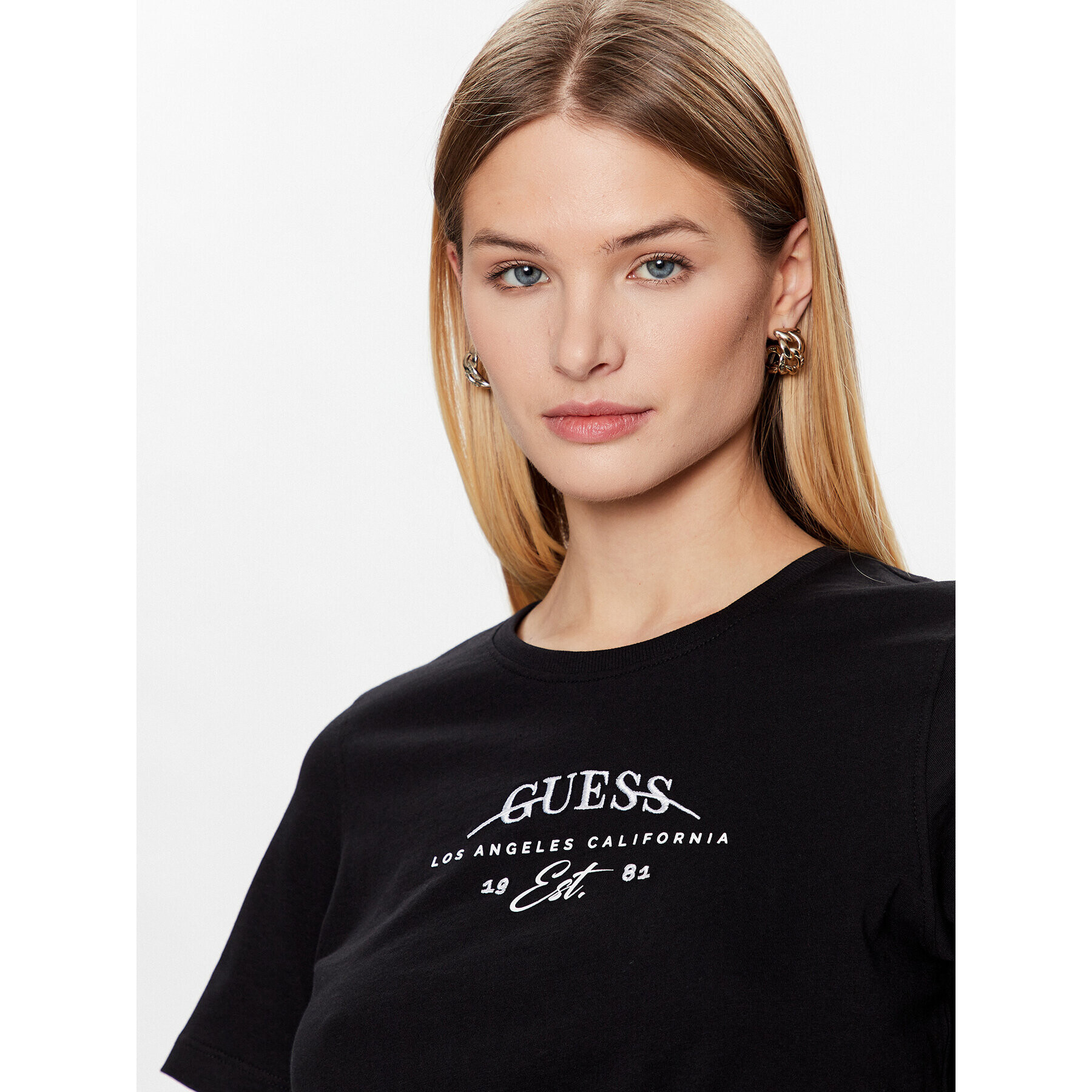 Guess Tričko Piercing W3GI23 JA914 Čierna Boxy Fit - Pepit.sk