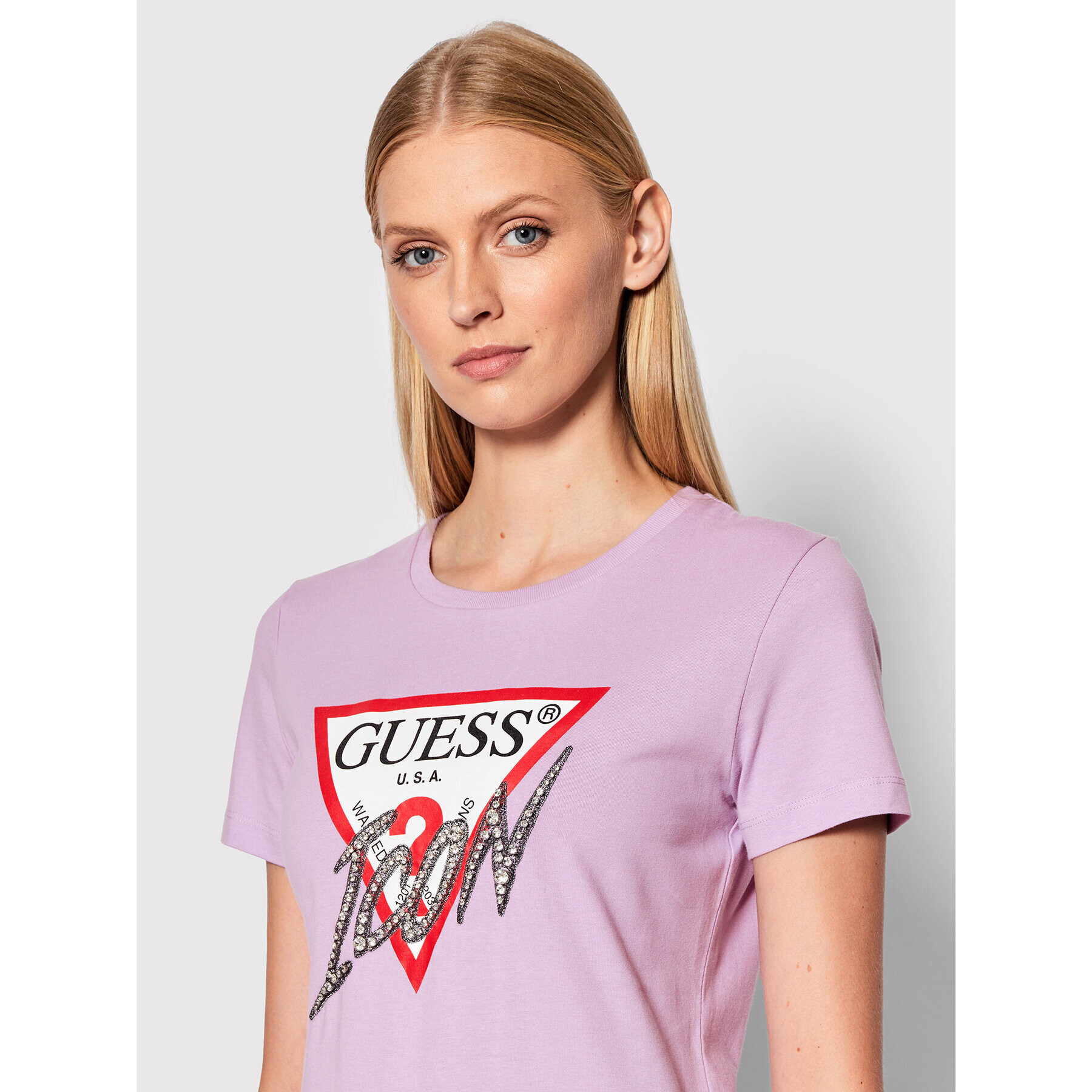 Guess Tričko Sparkle Icon W2RI07 I3Z11 Fialová Regular Fit - Pepit.sk