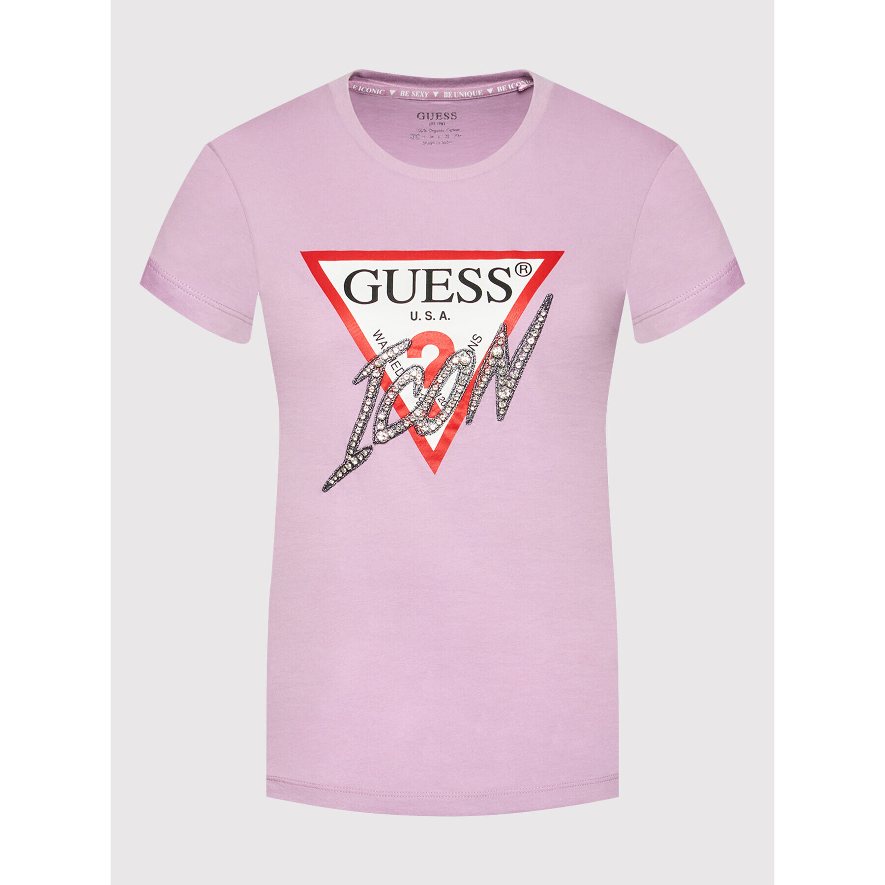 Guess Tričko Sparkle Icon W2RI07 I3Z11 Fialová Regular Fit - Pepit.sk