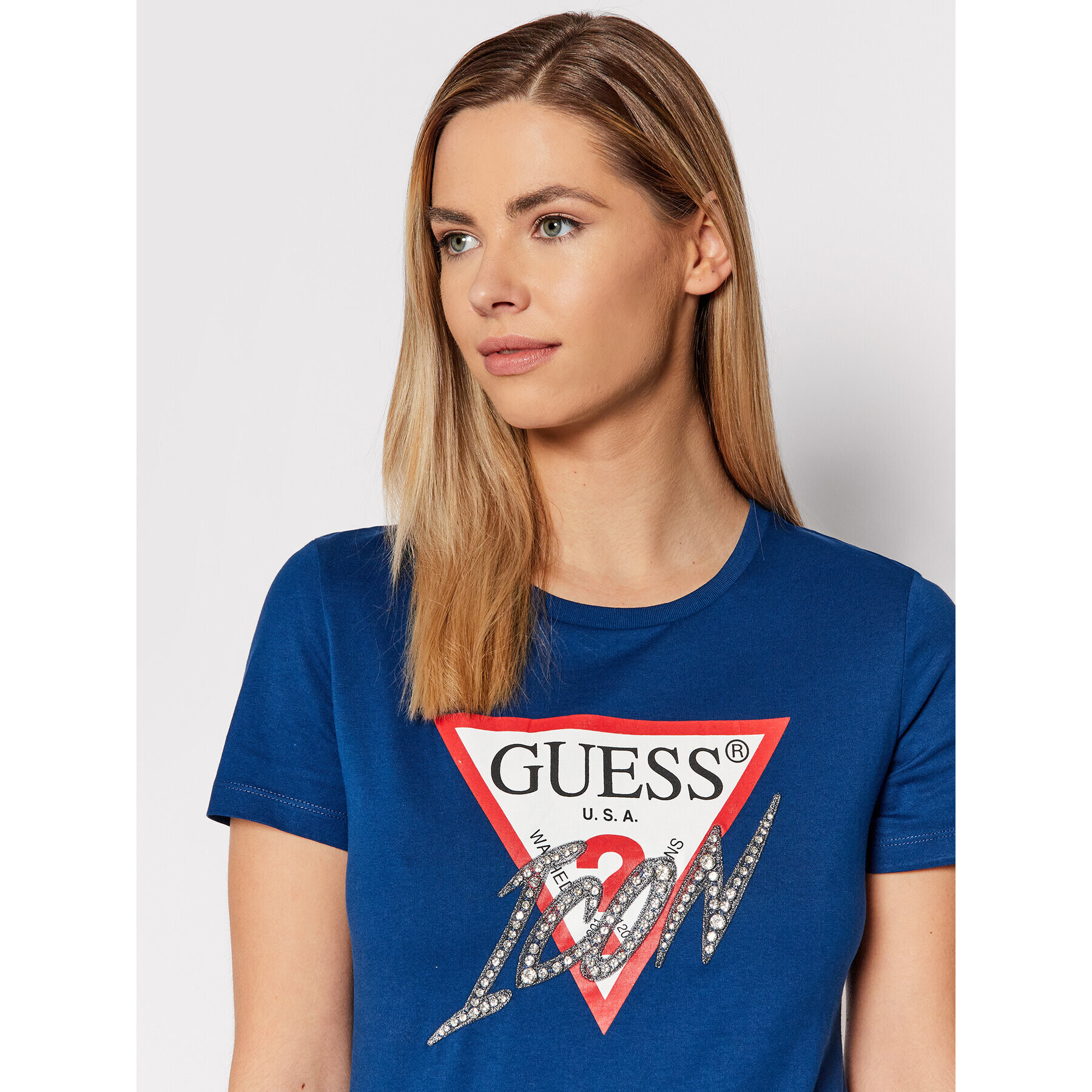 Guess Tričko Sparkle Icon W2RI07 I3Z11 Tmavomodrá Regular Fit - Pepit.sk