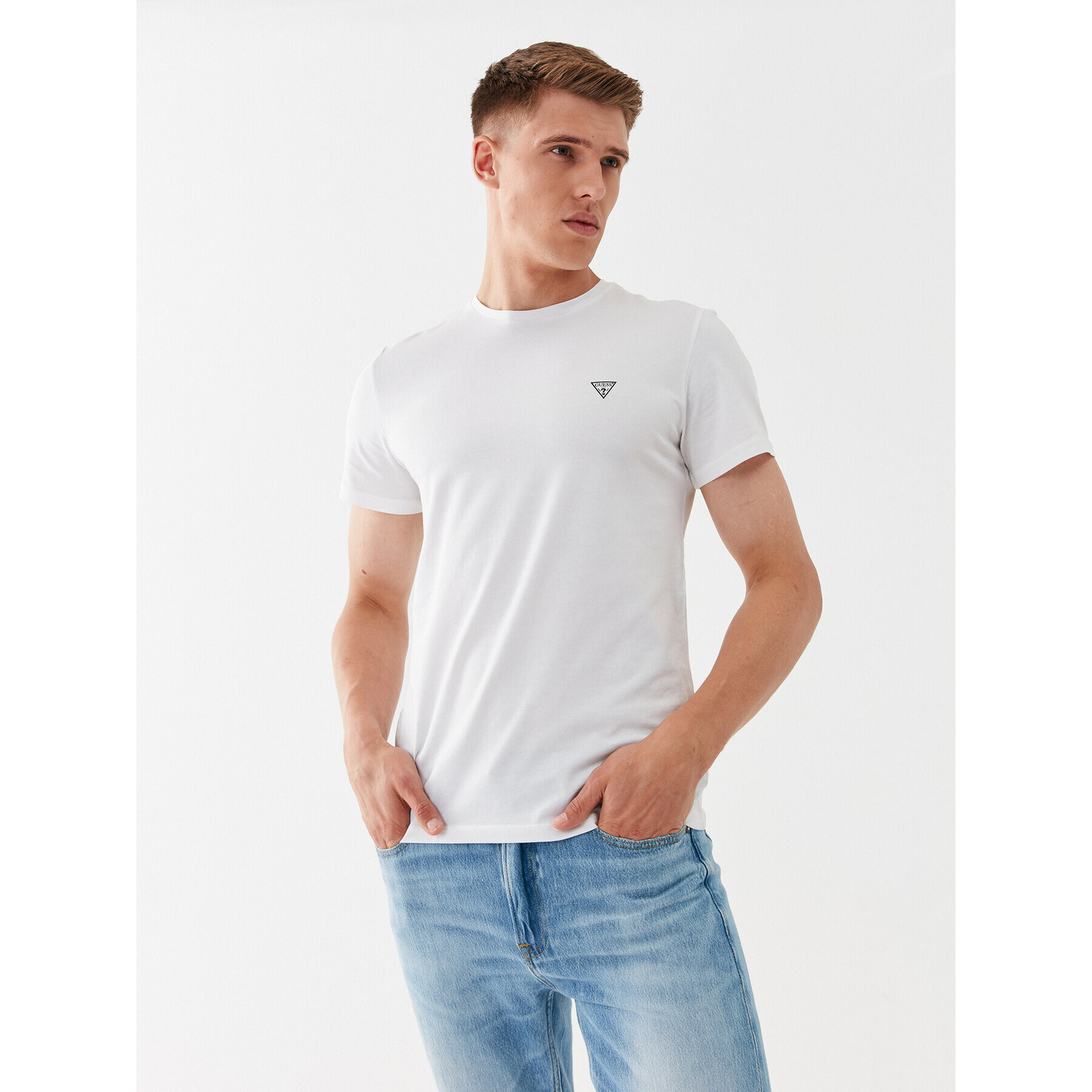 Guess Tričko U97M00 K6YW1 Biela Slim Fit - Pepit.sk