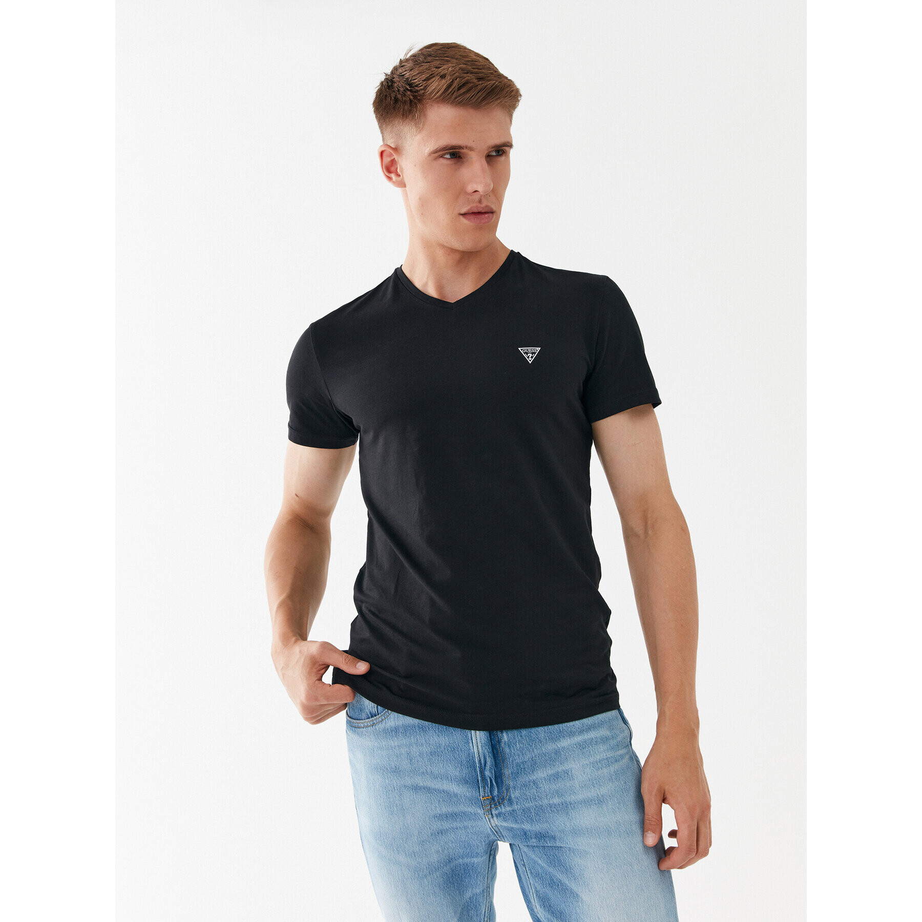 Guess Tričko U97M00 K6YW1 Čierna Slim Fit - Pepit.sk