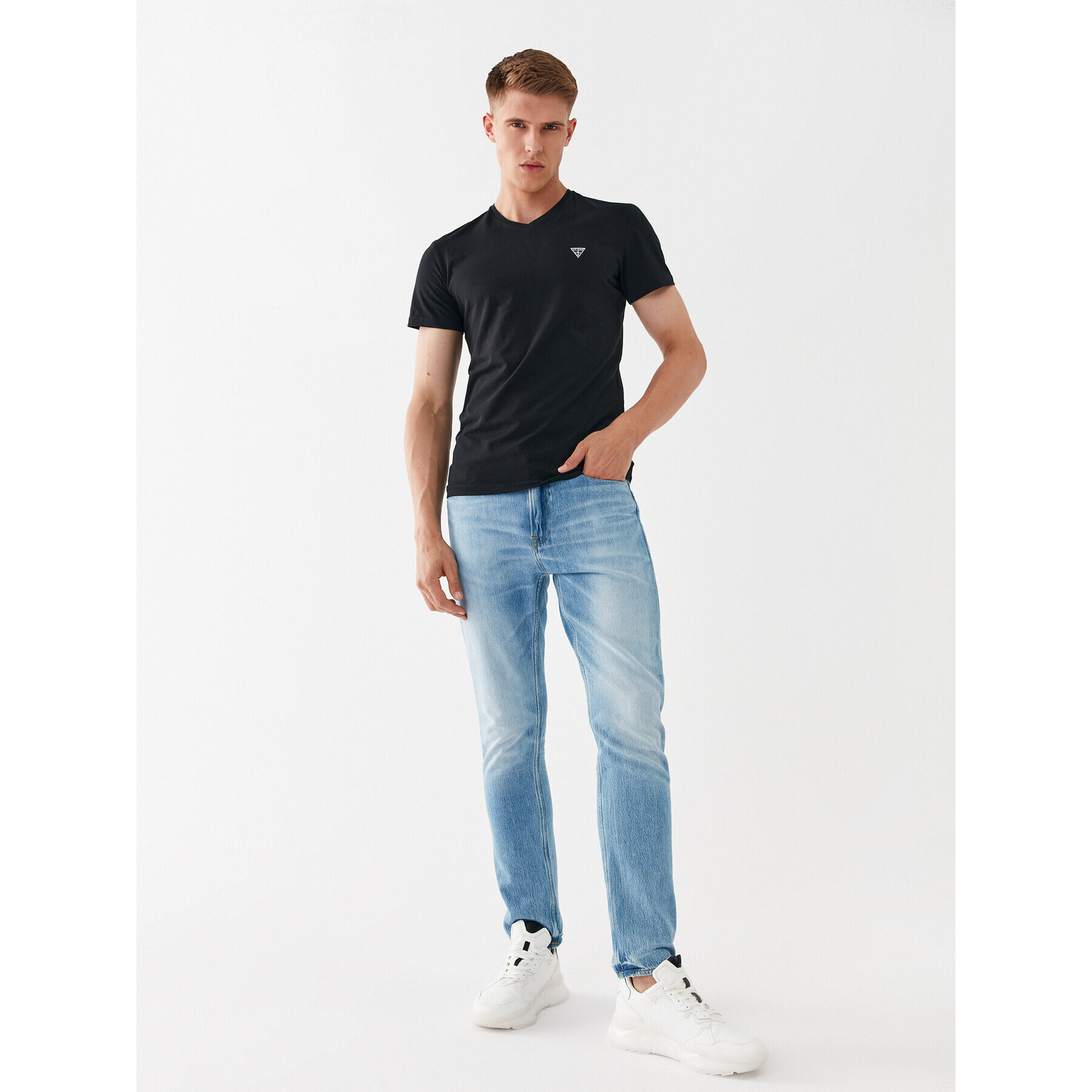 Guess Tričko U97M00 K6YW1 Čierna Slim Fit - Pepit.sk