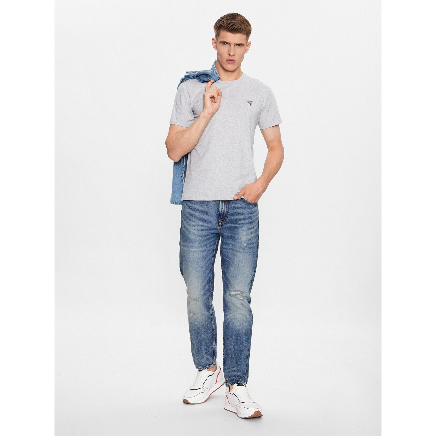 Guess Tričko U97M00 K6YW1 Sivá Slim Fit - Pepit.sk