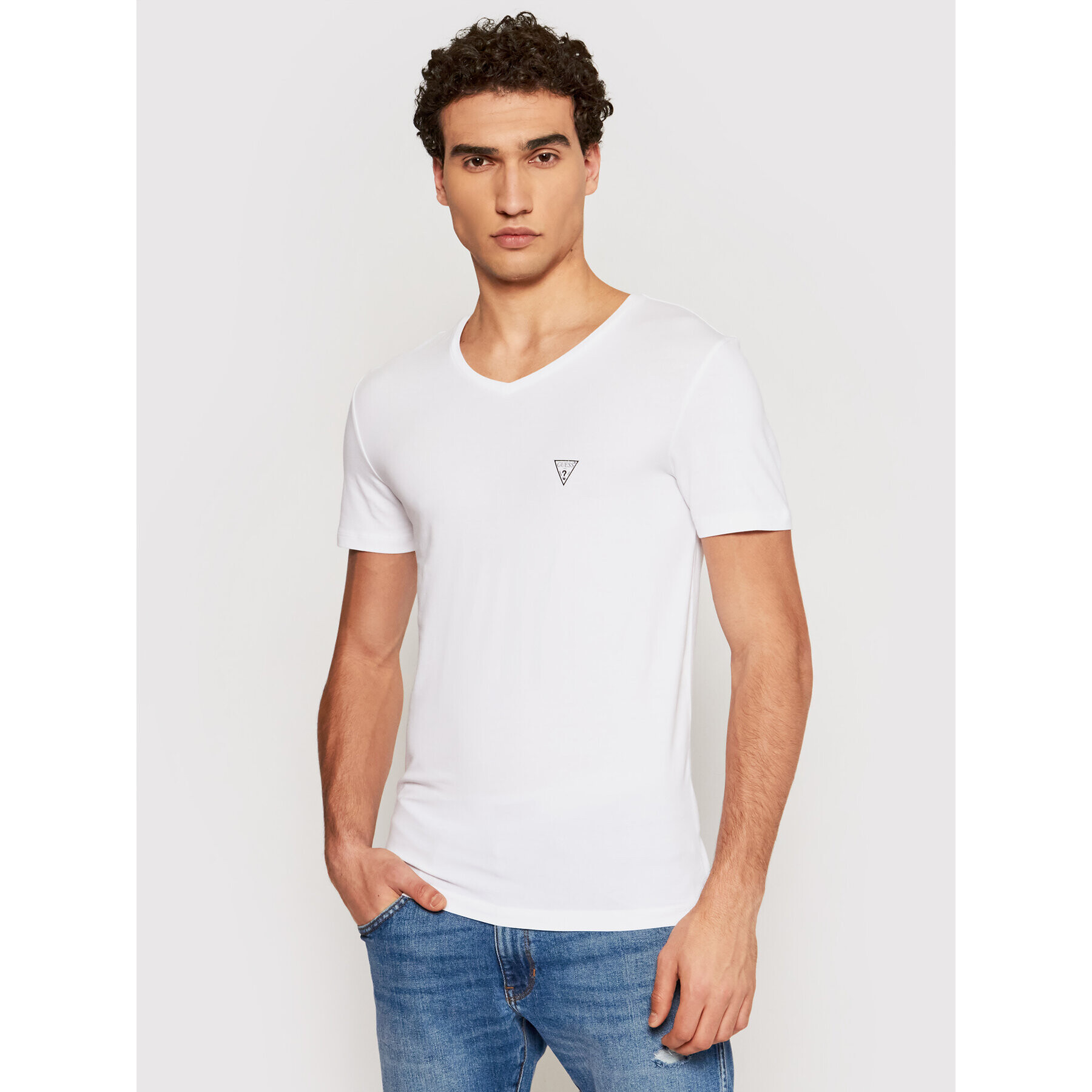 Guess Tričko U97M01 JR003 Biela Slim Fit - Pepit.sk