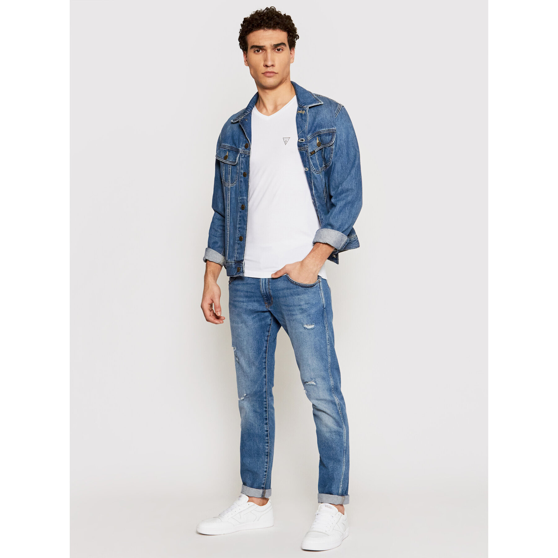 Guess Tričko U97M01 JR003 Biela Slim Fit - Pepit.sk