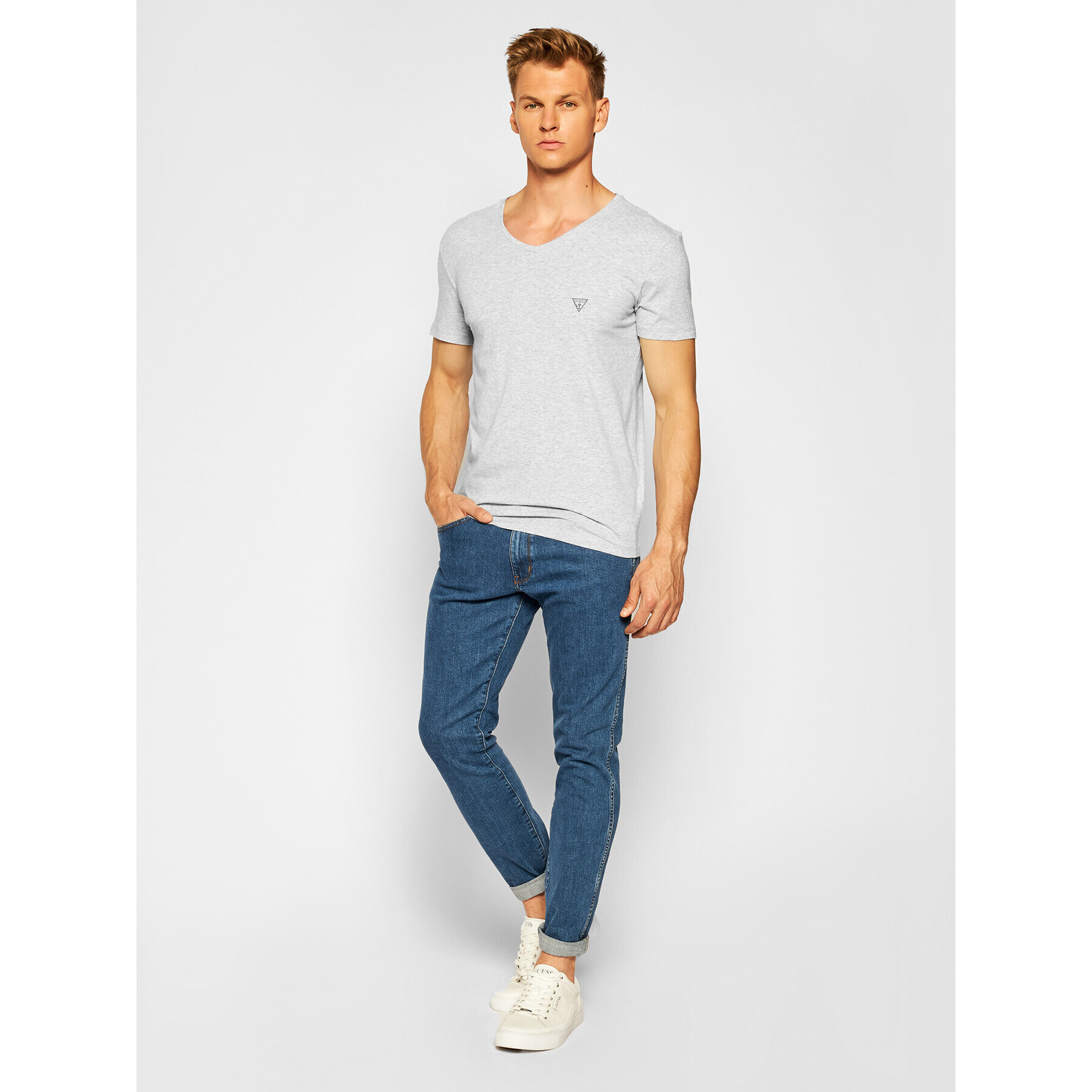 Guess Tričko U97M01 JR003 Sivá Slim Fit - Pepit.sk