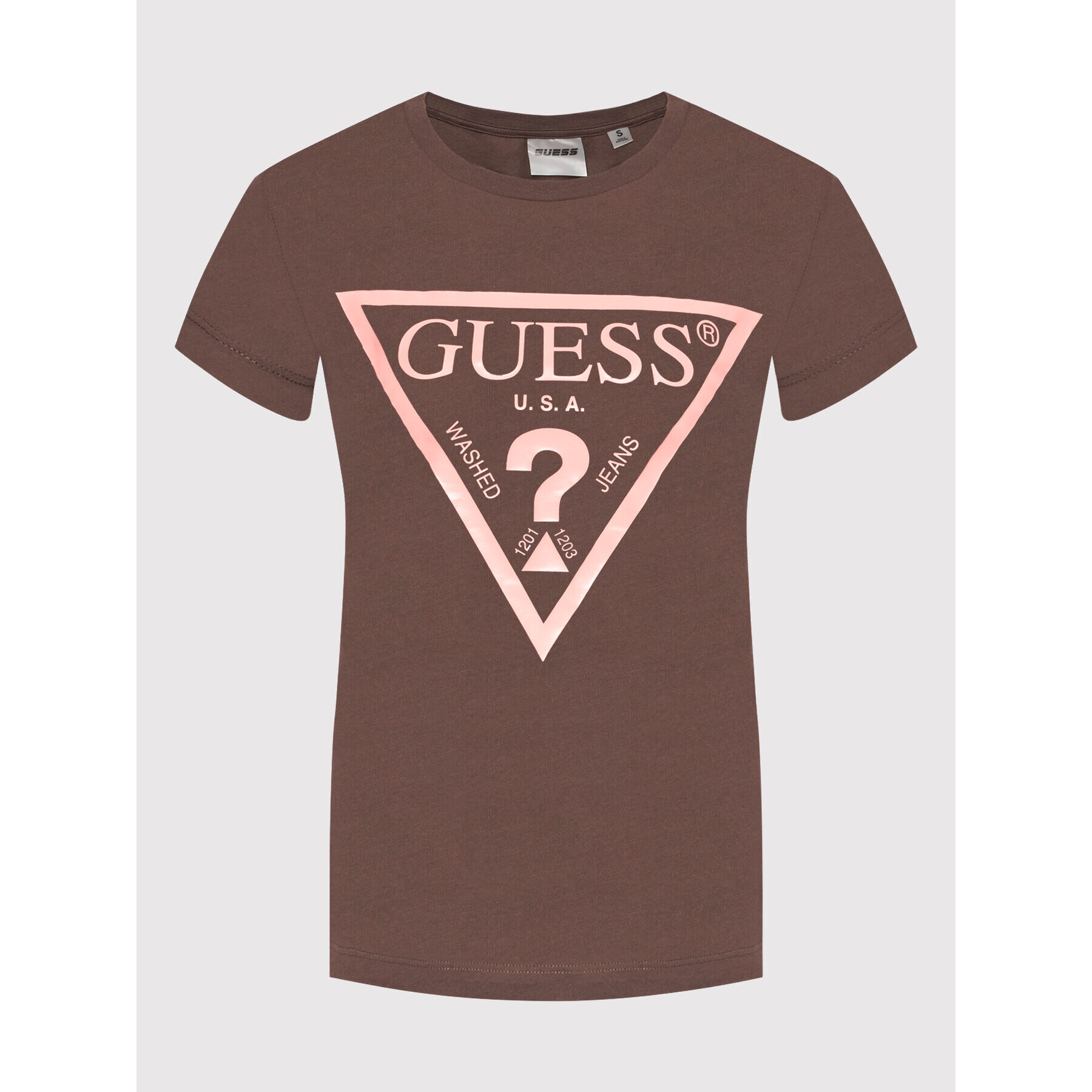 Guess Tričko V2RI13 K8HM0 Hnedá Regular Fit - Pepit.sk