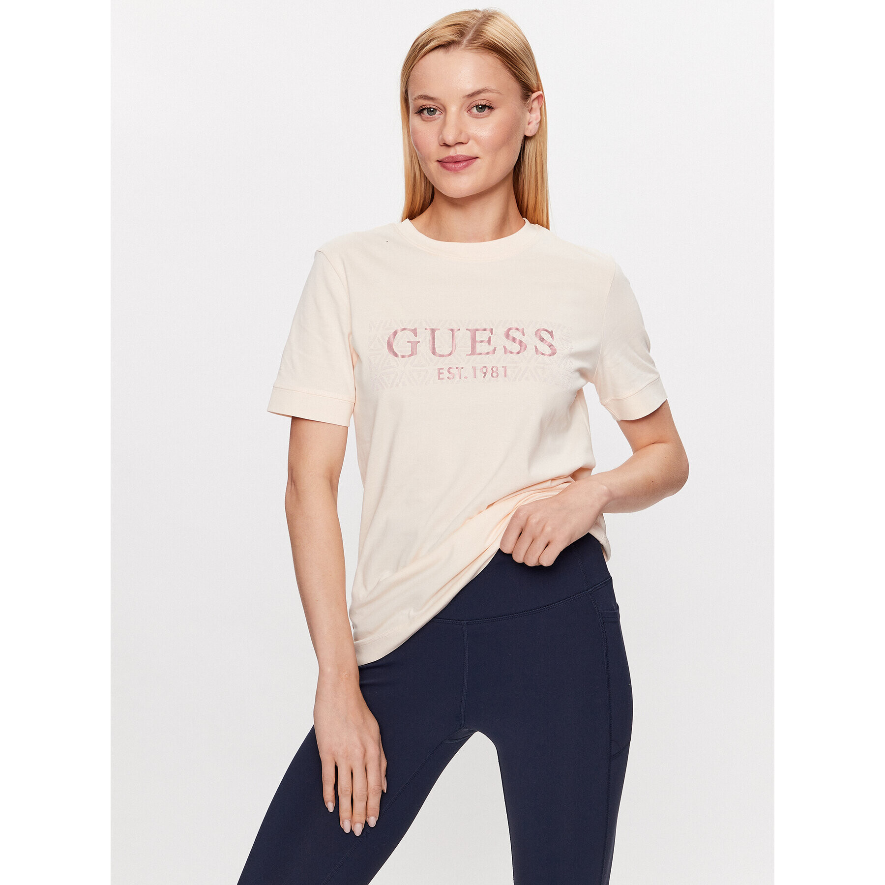 Guess Tričko V3YI15 I3Z14 Écru Slim Fit - Pepit.sk