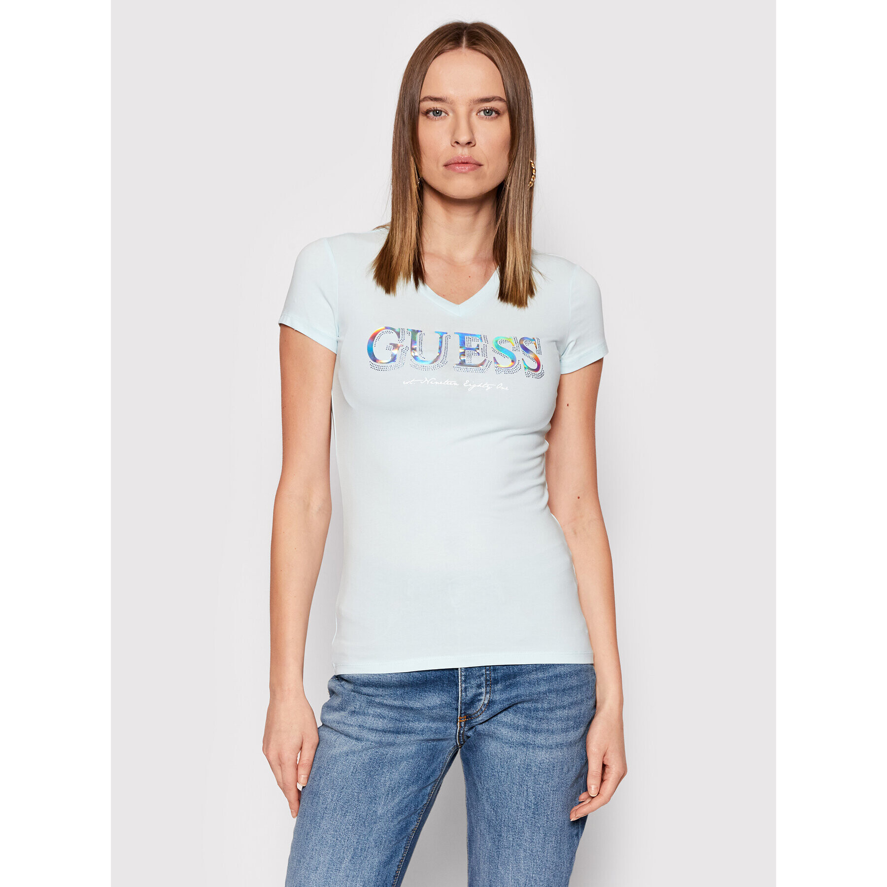 Guess Tričko W2GI05 J1300 Modrá Regular Fit - Pepit.sk