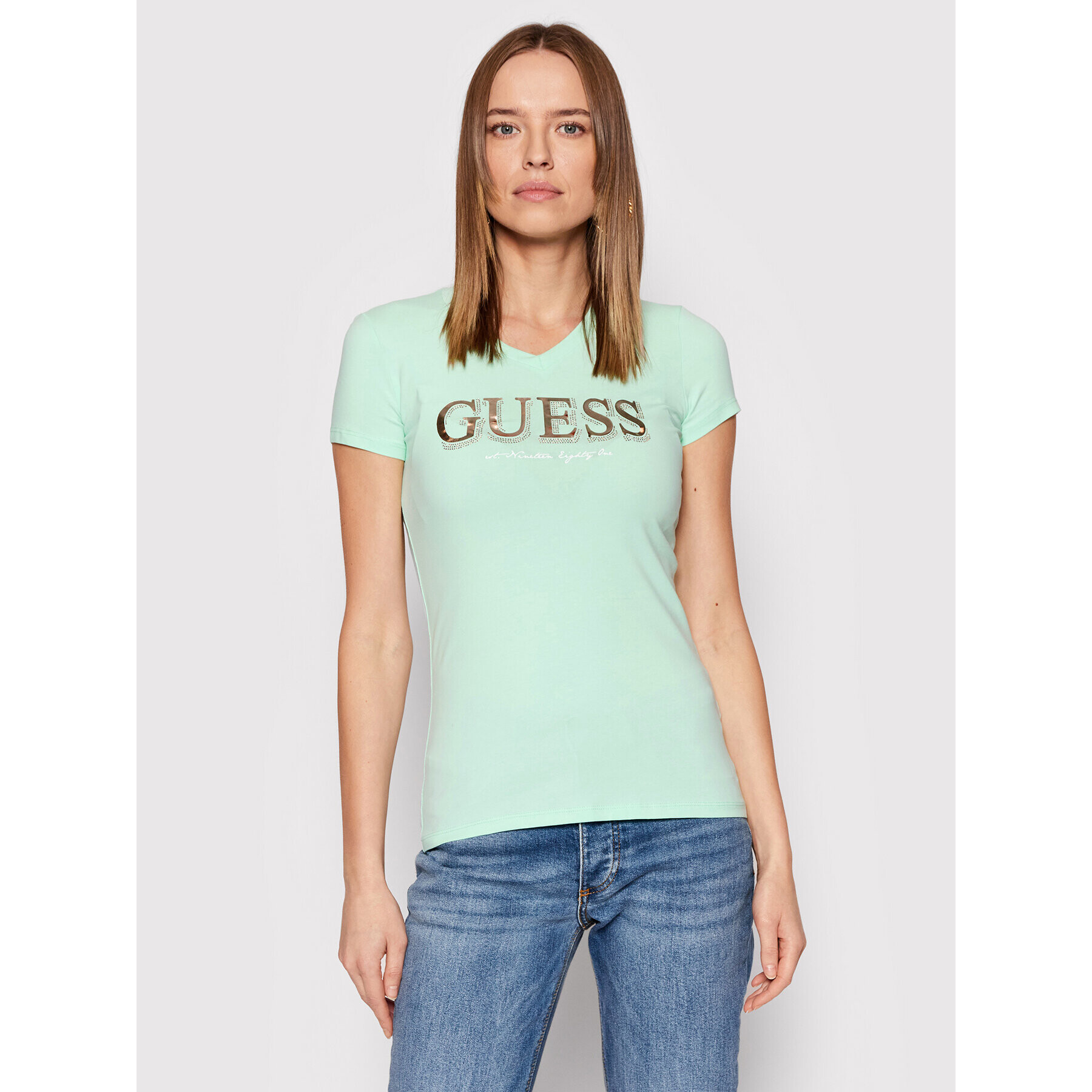 Guess Tričko W2GI05 J1300 Zelená Regular Fit - Pepit.sk