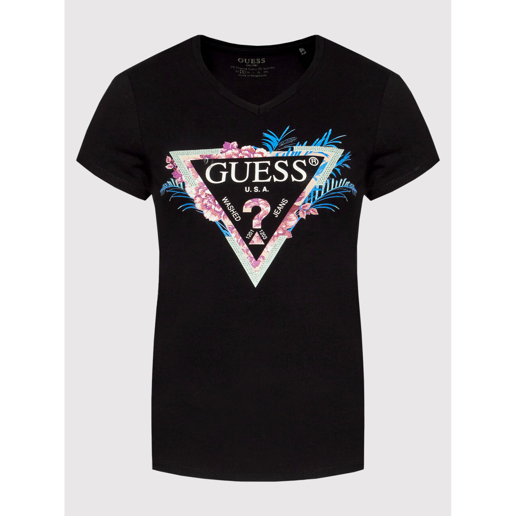 Guess Tričko W2GI06 J1311 Čierna Regular Fit - Pepit.sk