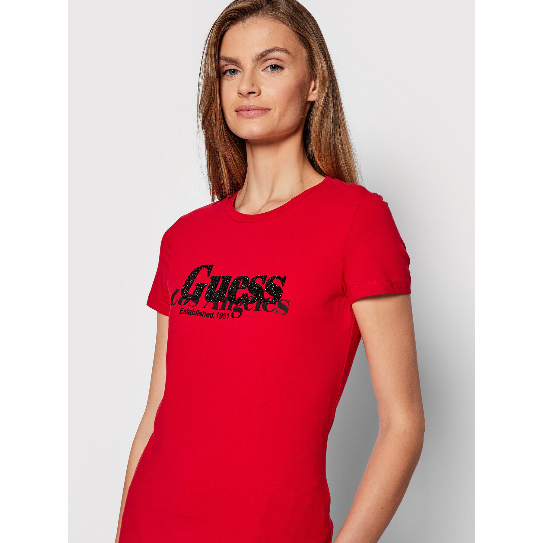 Guess Tričko W2RI00 J1311 Červená Slim Fit - Pepit.sk