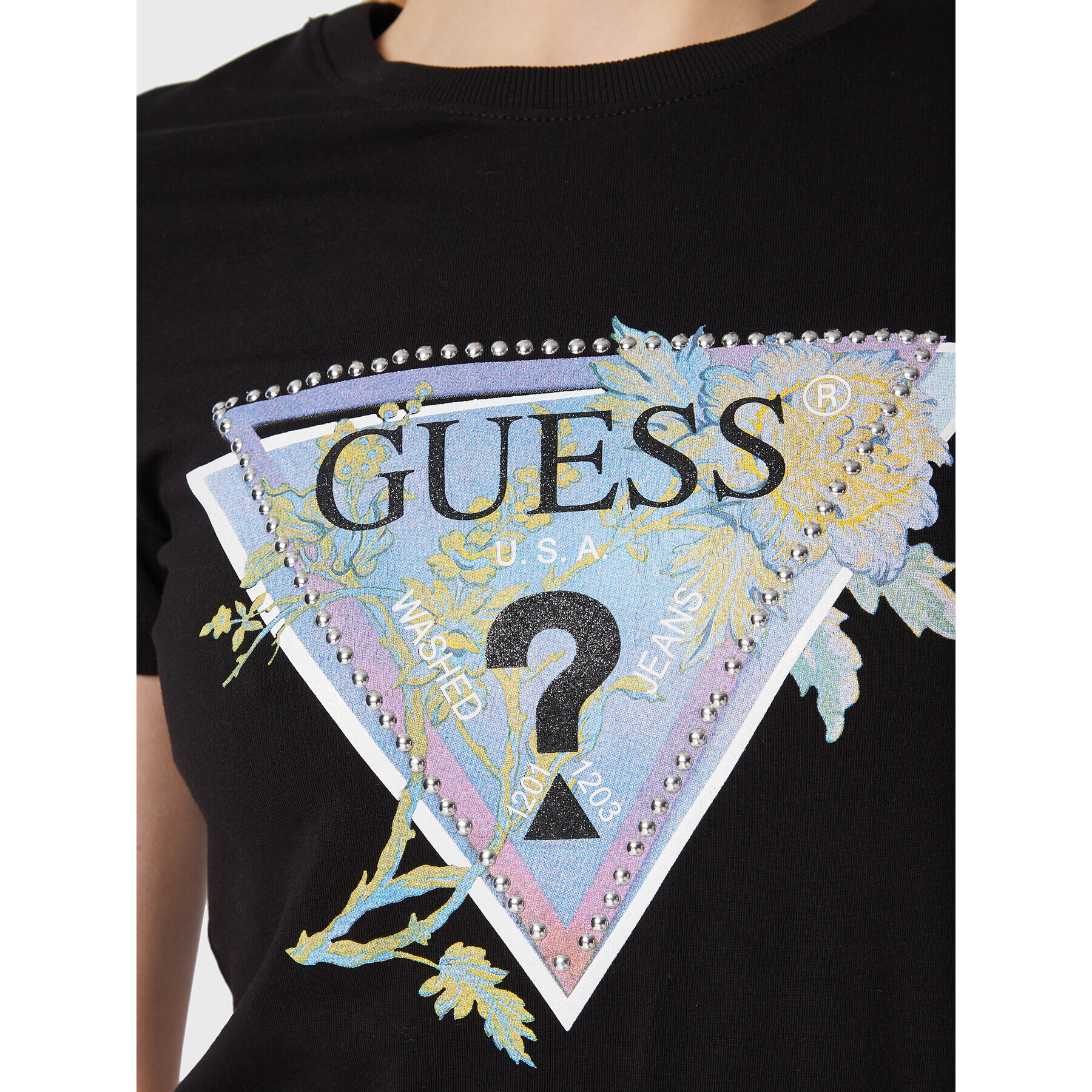 Guess Tričko W3RI18 J1314 Čierna Slim Fit - Pepit.sk