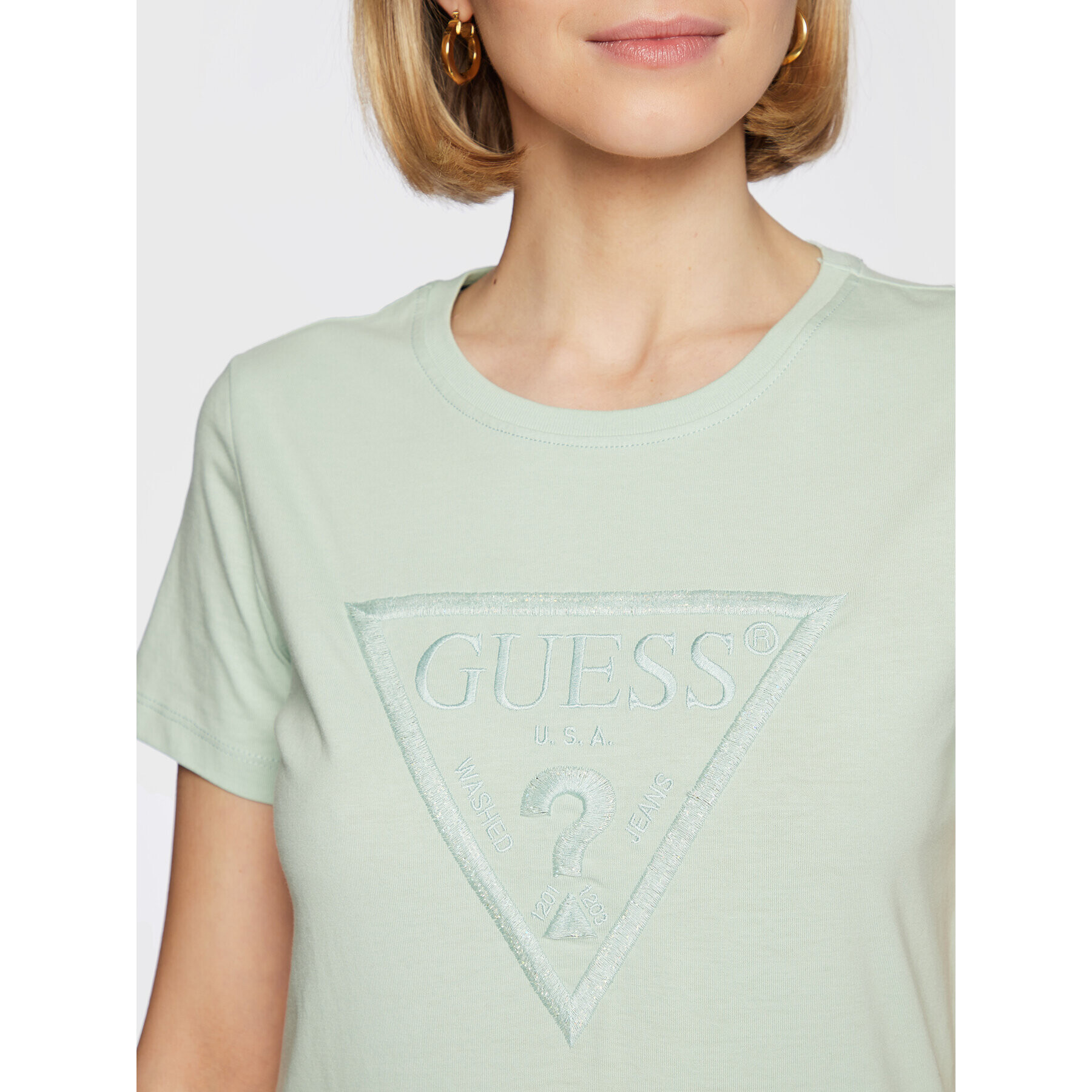 Guess Tričko W3RI19 I3Z14 Zelená Regular Fit - Pepit.sk