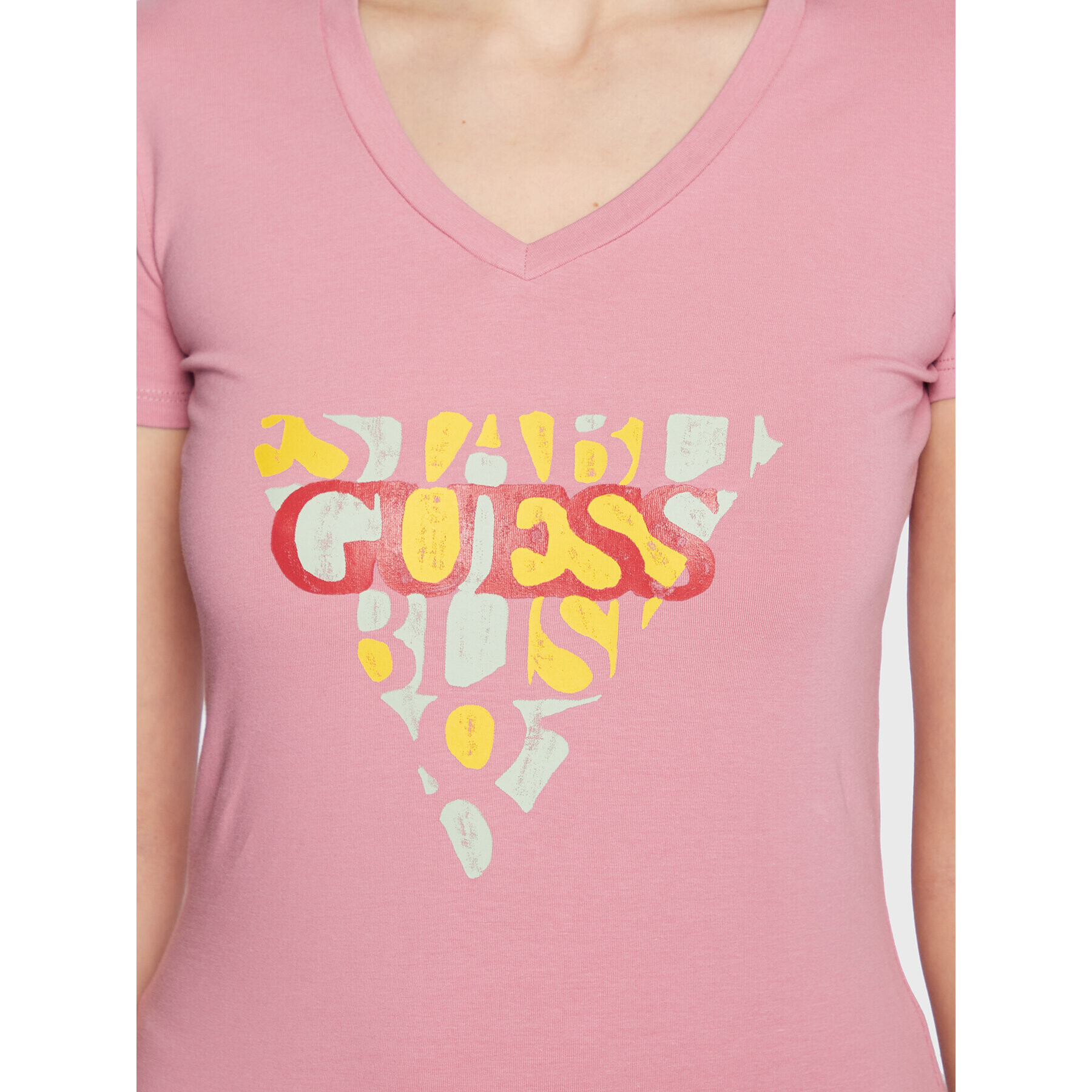 Guess Tričko W3RI59 J1314 Ružová Slim Fit - Pepit.sk