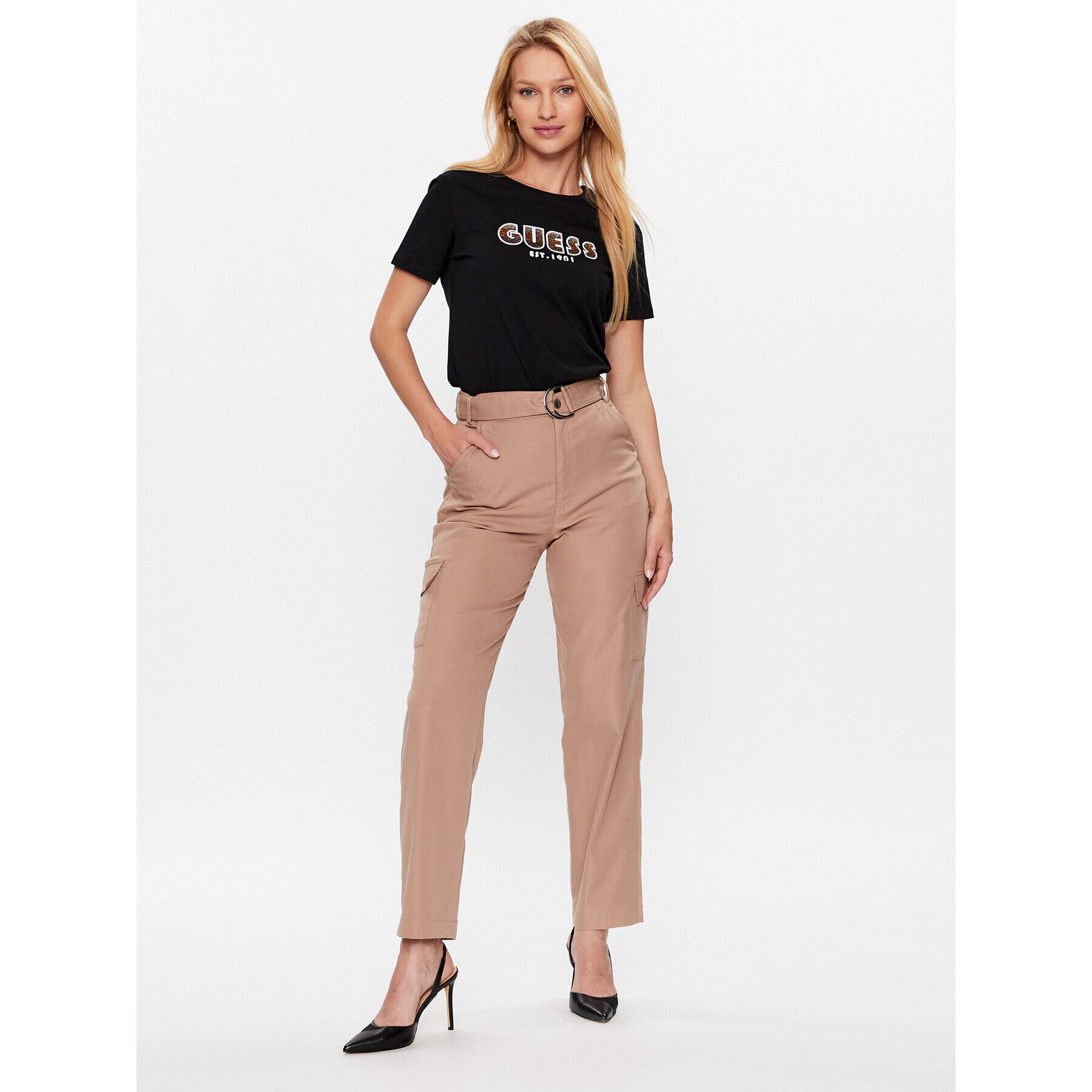 Guess Tričko W3YI39 I3Z14 Čierna Slim Fit - Pepit.sk