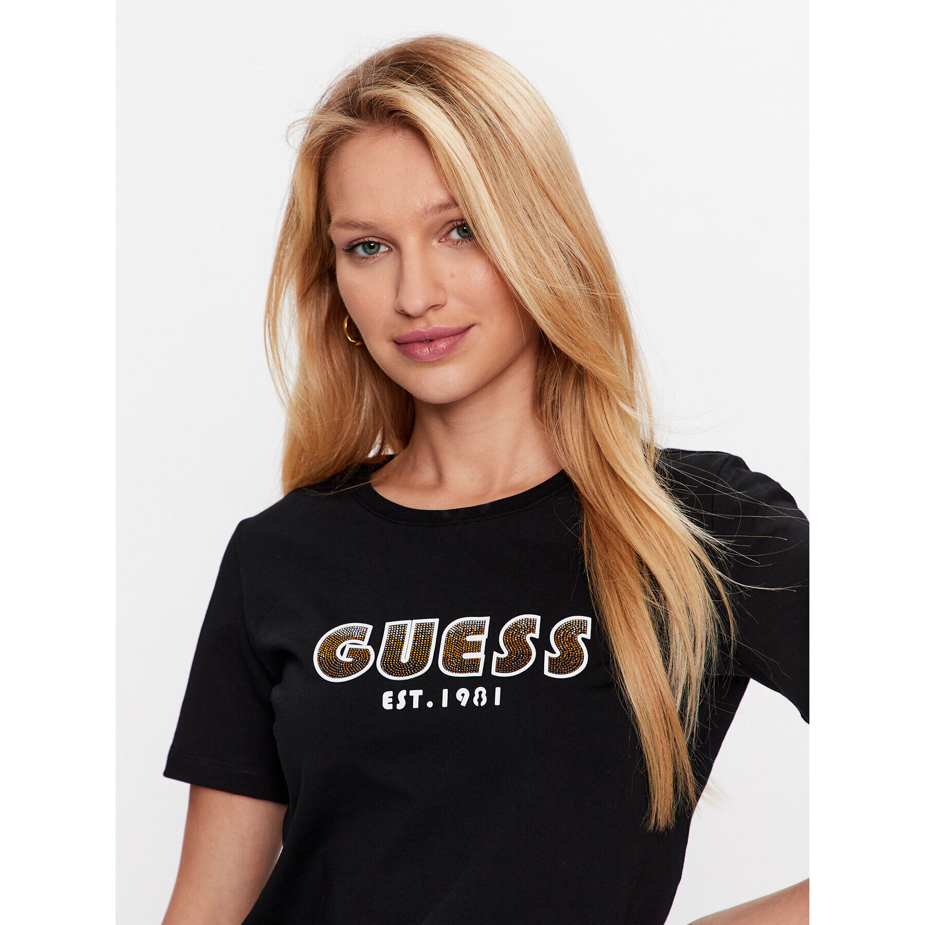 Guess Tričko W3YI39 I3Z14 Čierna Slim Fit - Pepit.sk