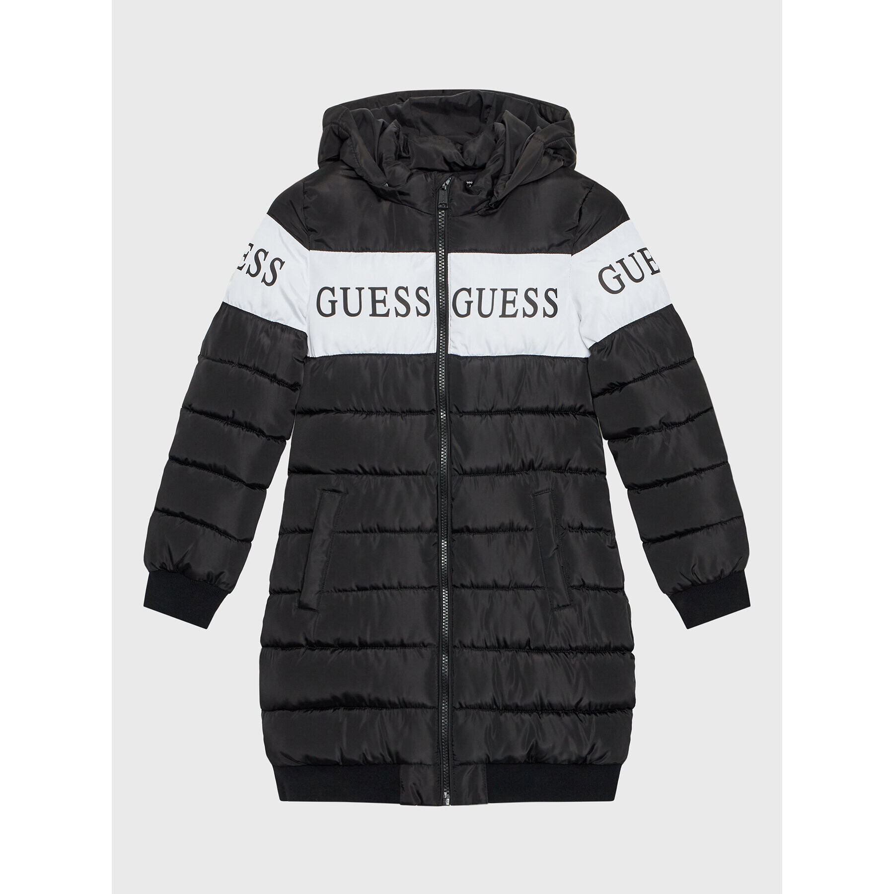 Guess Vatovaná bunda J2BL00 WB240 Čierne rhodiované Regular Fit - Pepit.sk