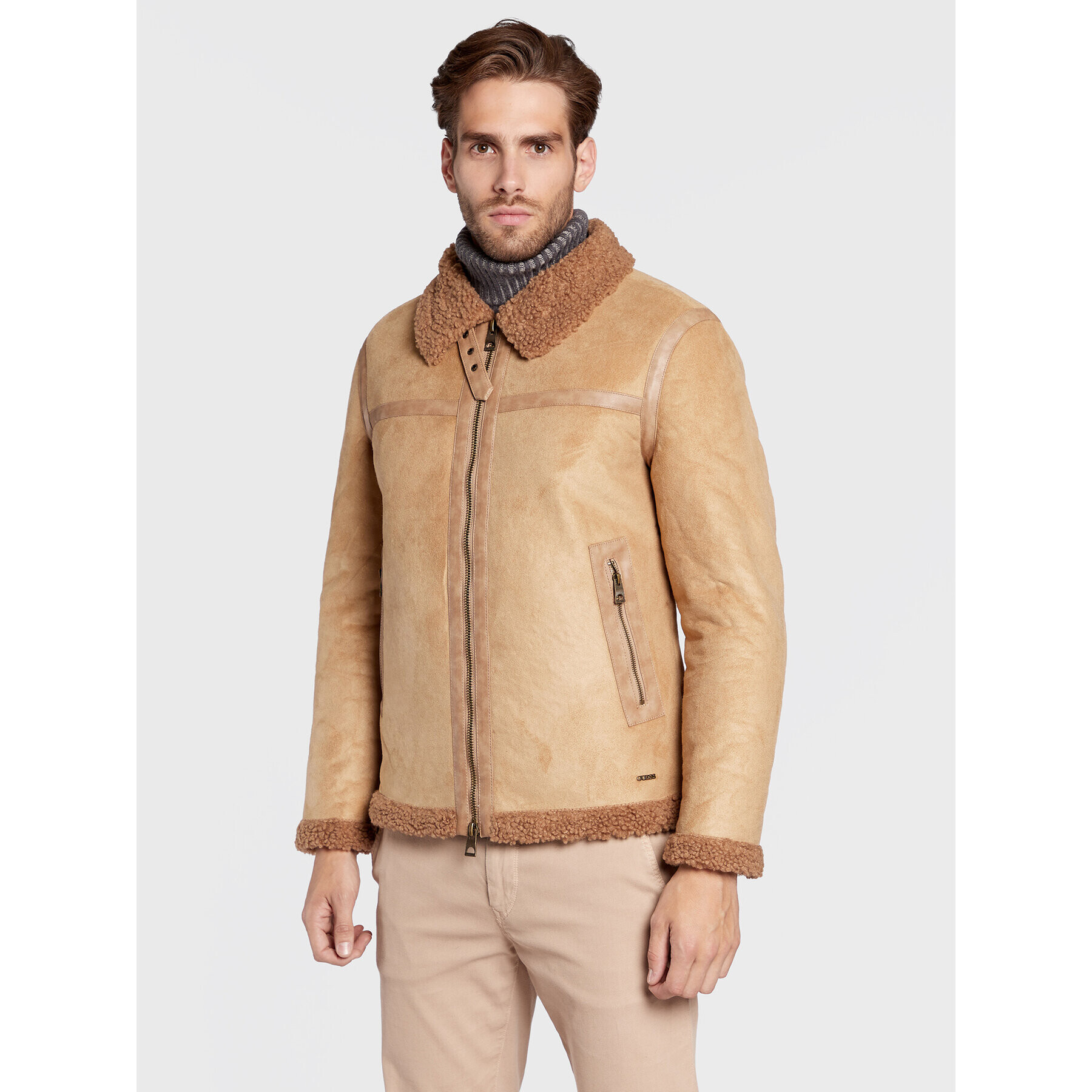 Guess Zimné bundy Shearling M2BL33 WEZA2 Hnedá Regular Fit - Pepit.sk