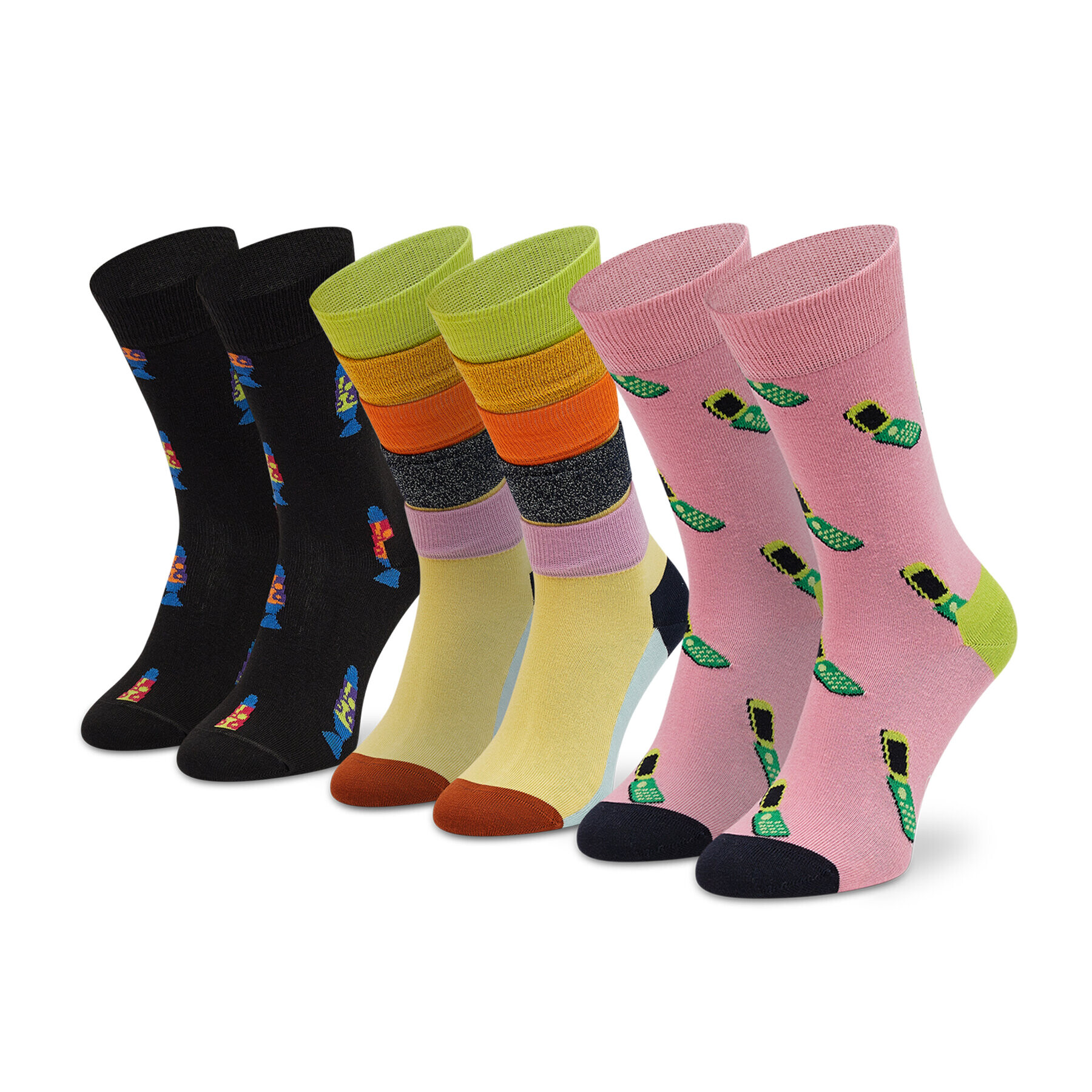 Happy Socks Súprava 3 párov vysokých ponožiek unisex XTHR08-0200 Ružová - Pepit.sk