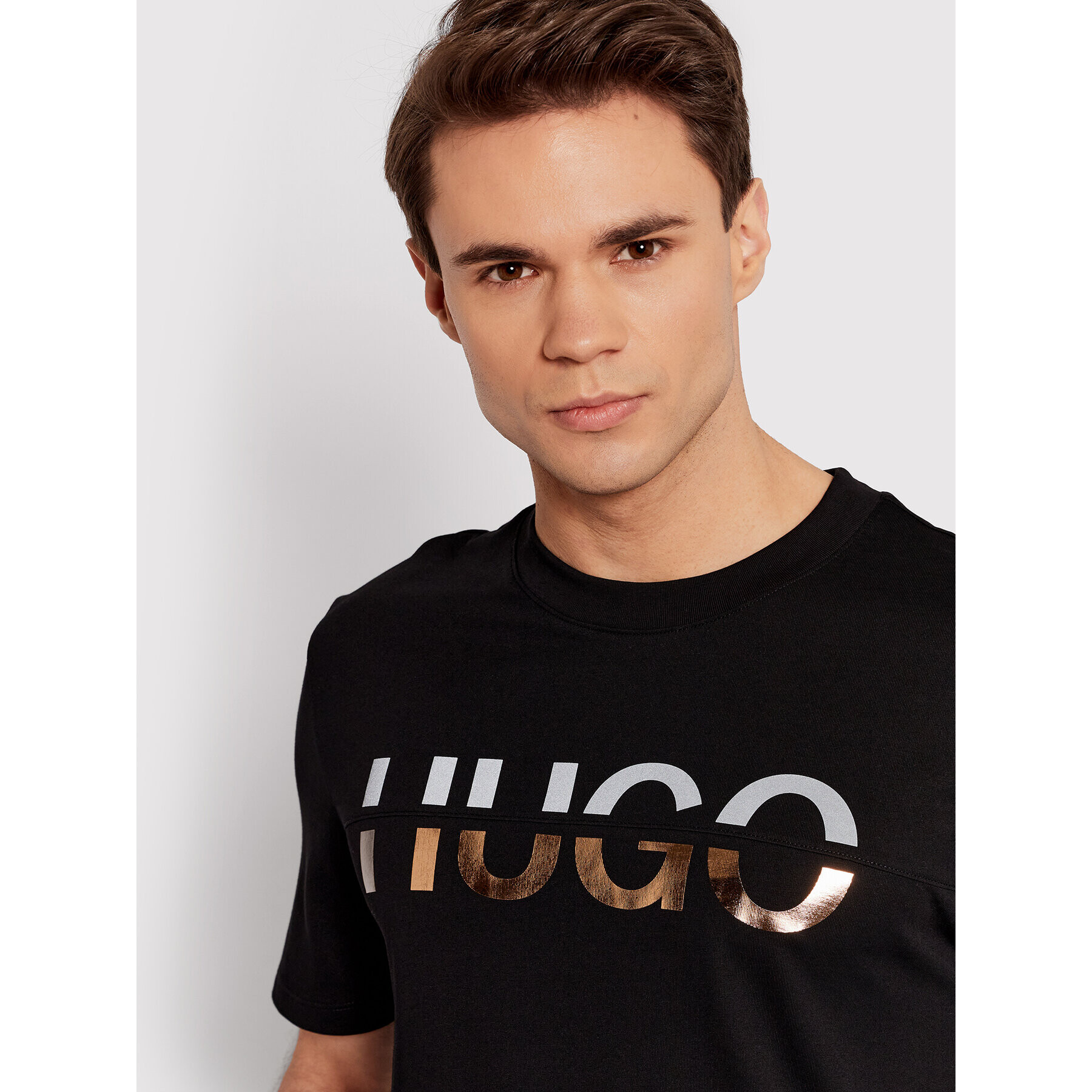 Hugo Tričko Denghis 50466496 Čierna Regular Fit - Pepit.sk