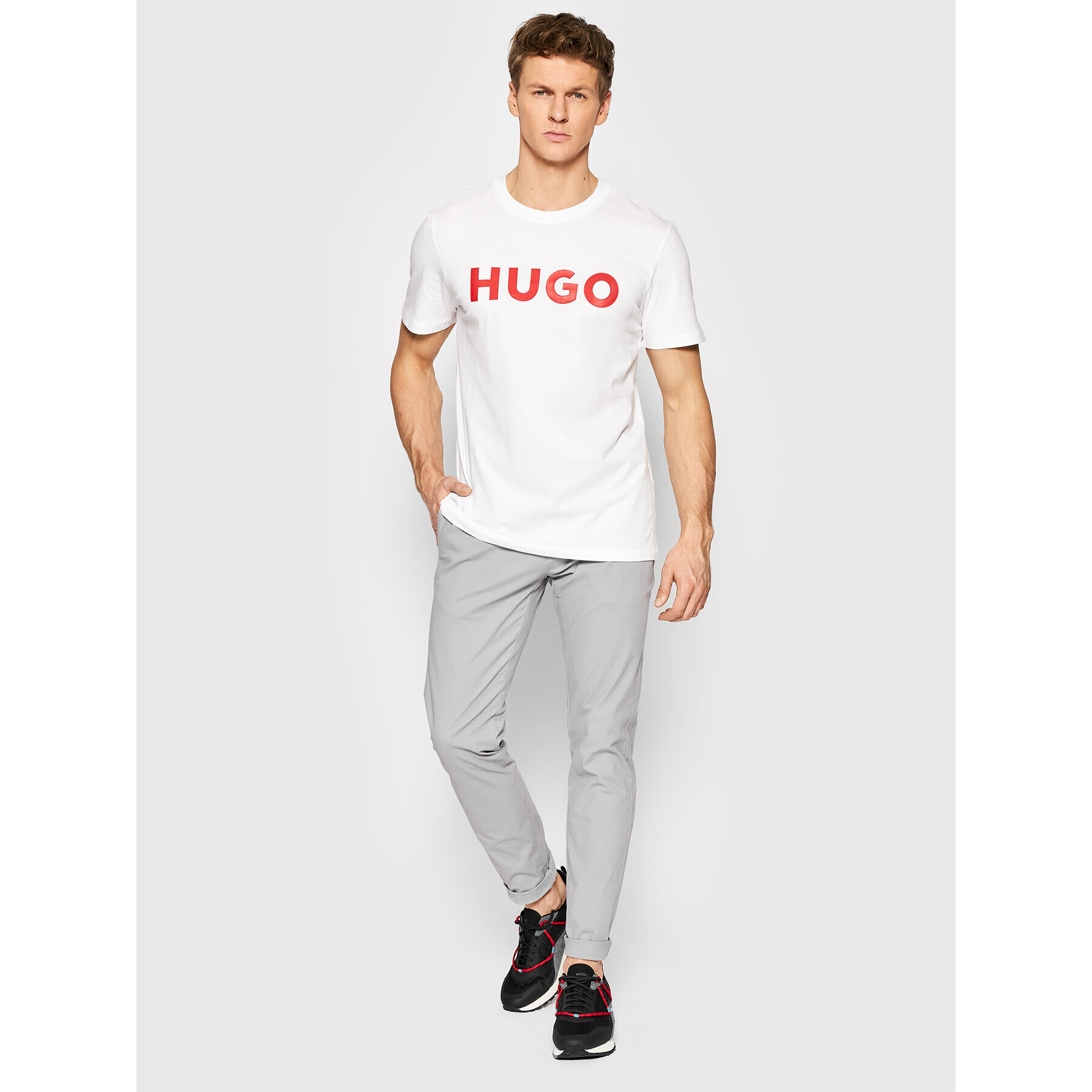 Hugo Tričko Dulivio 50467556 Biela Regular Fit - Pepit.sk