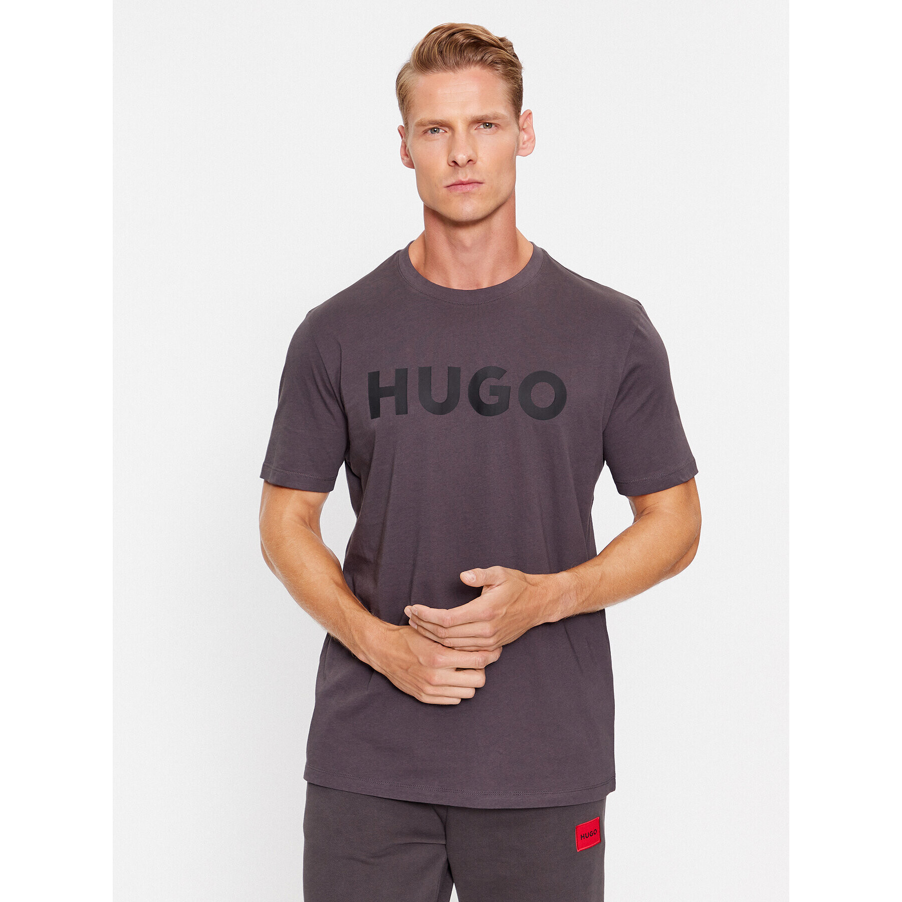 Hugo Tričko Dulivio 50467556 Sivá Regular Fit - Pepit.sk