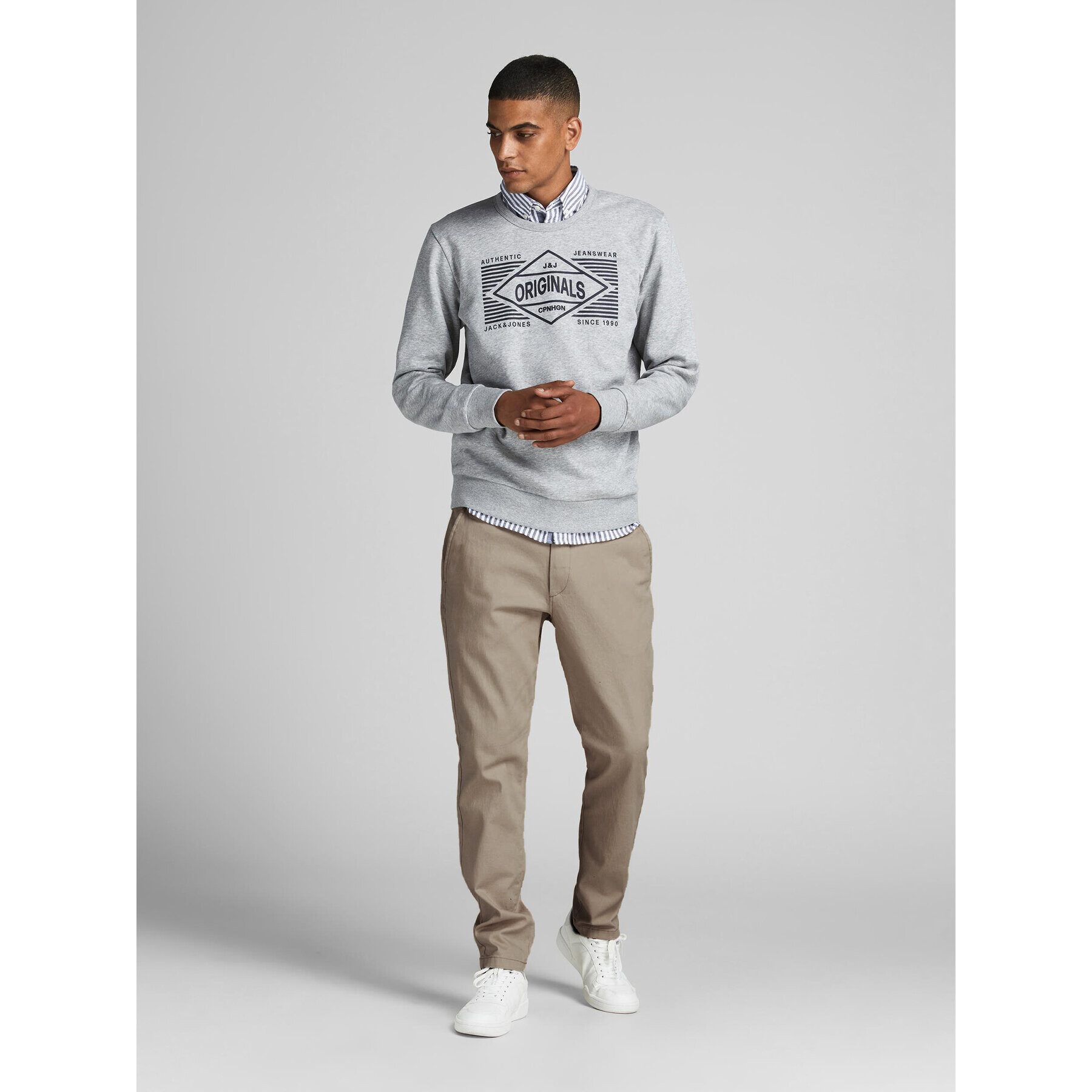 Jack&Jones Bavlnené nohavice Marco Dave 12174307 Béžová Slim Fit - Pepit.sk