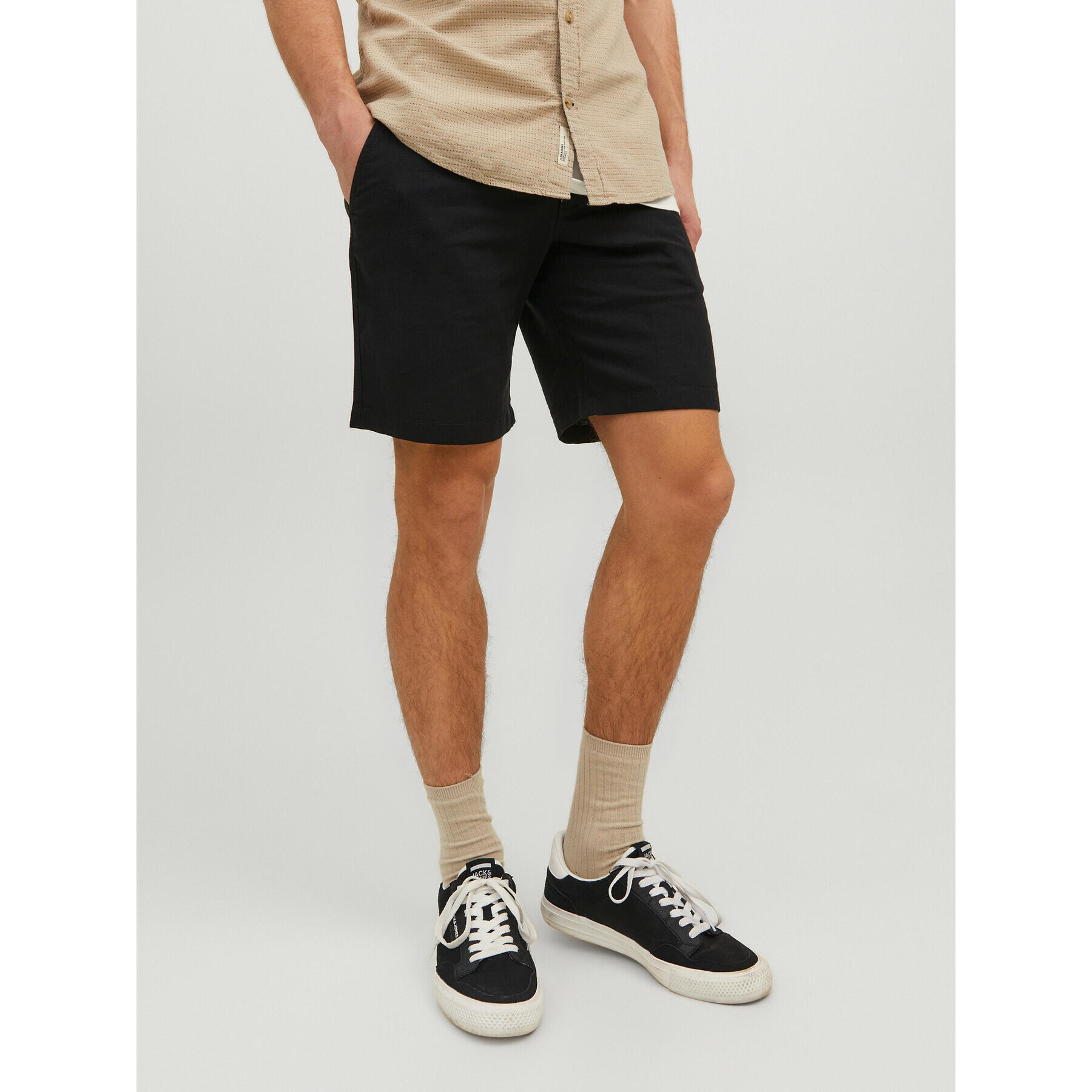 Jack&Jones Bavlnené šortky Dave 12229629 Čierna Regular Fit - Pepit.sk