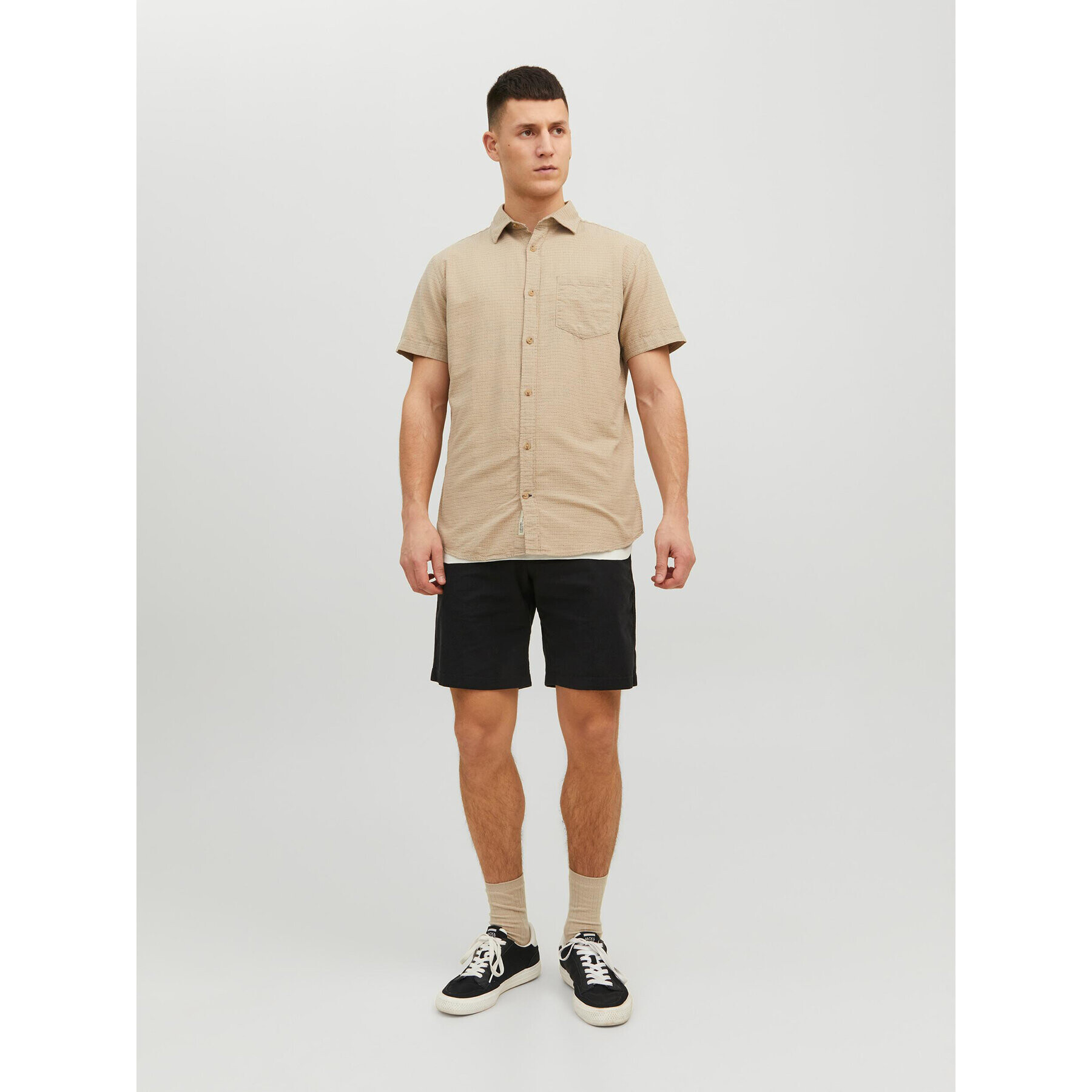 Jack&Jones Bavlnené šortky Dave 12229629 Čierna Regular Fit - Pepit.sk