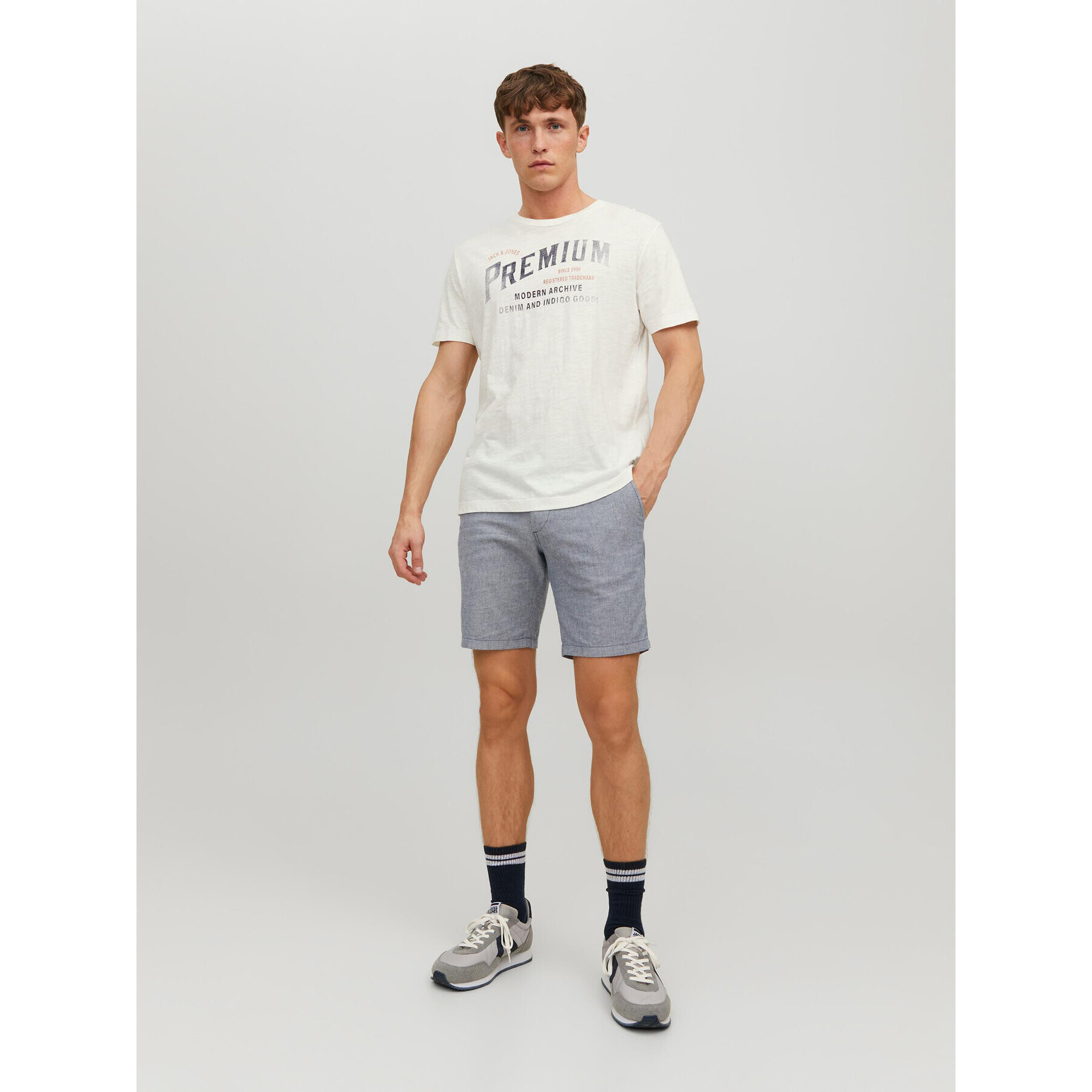 Jack&Jones Bavlnené šortky Dave 12229629 Modrá Regular Fit - Pepit.sk