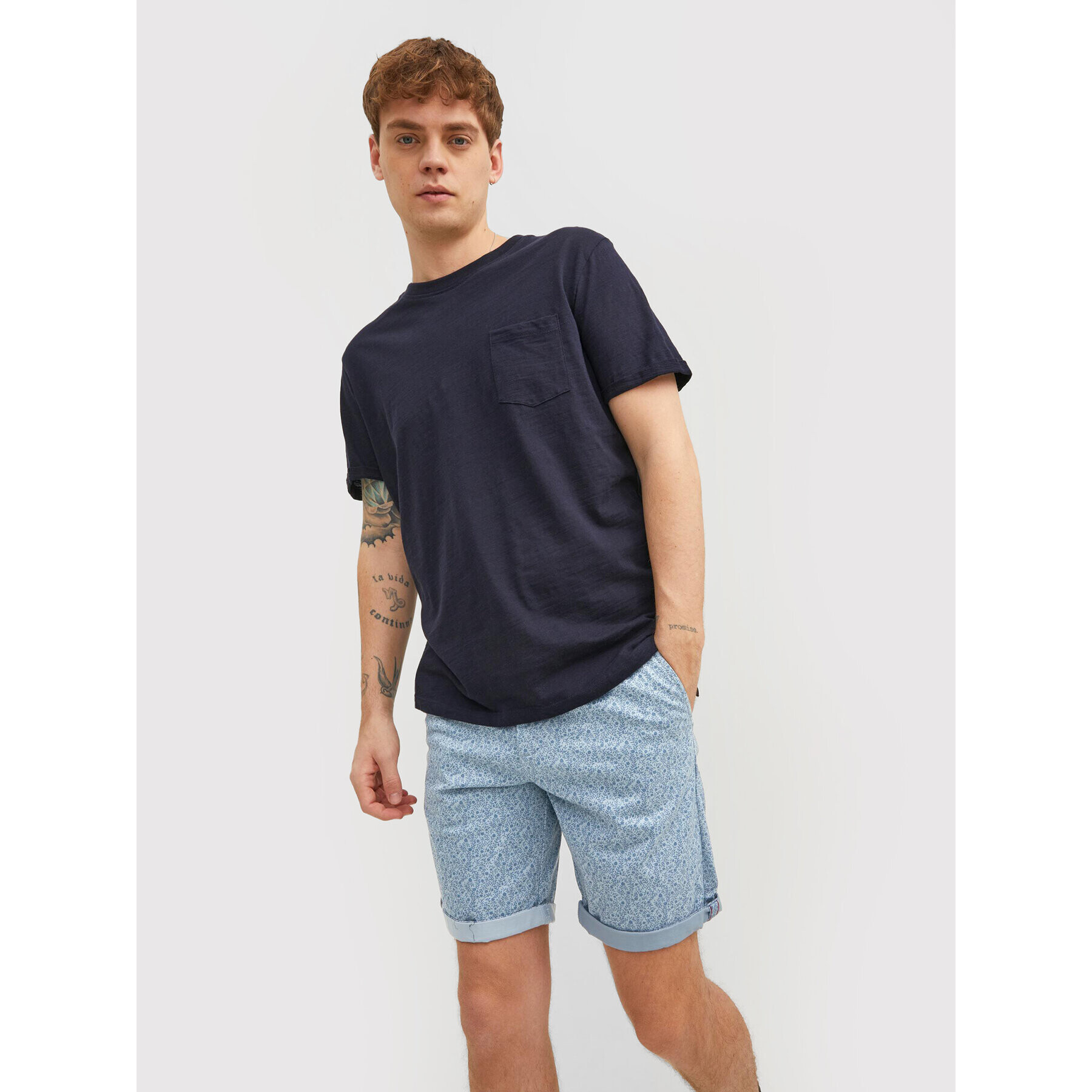 Jack&Jones Bavlnené šortky Bowie 12204211 Modrá Slim Fit - Pepit.sk