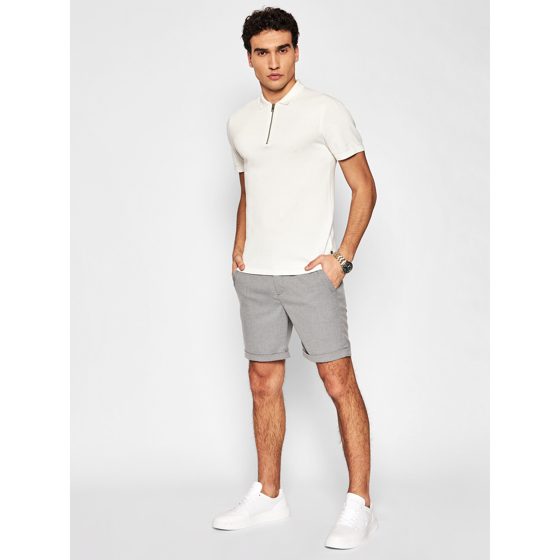 Jack&Jones Bavlnené šortky Connor 12186937 Sivá Regular Fit - Pepit.sk