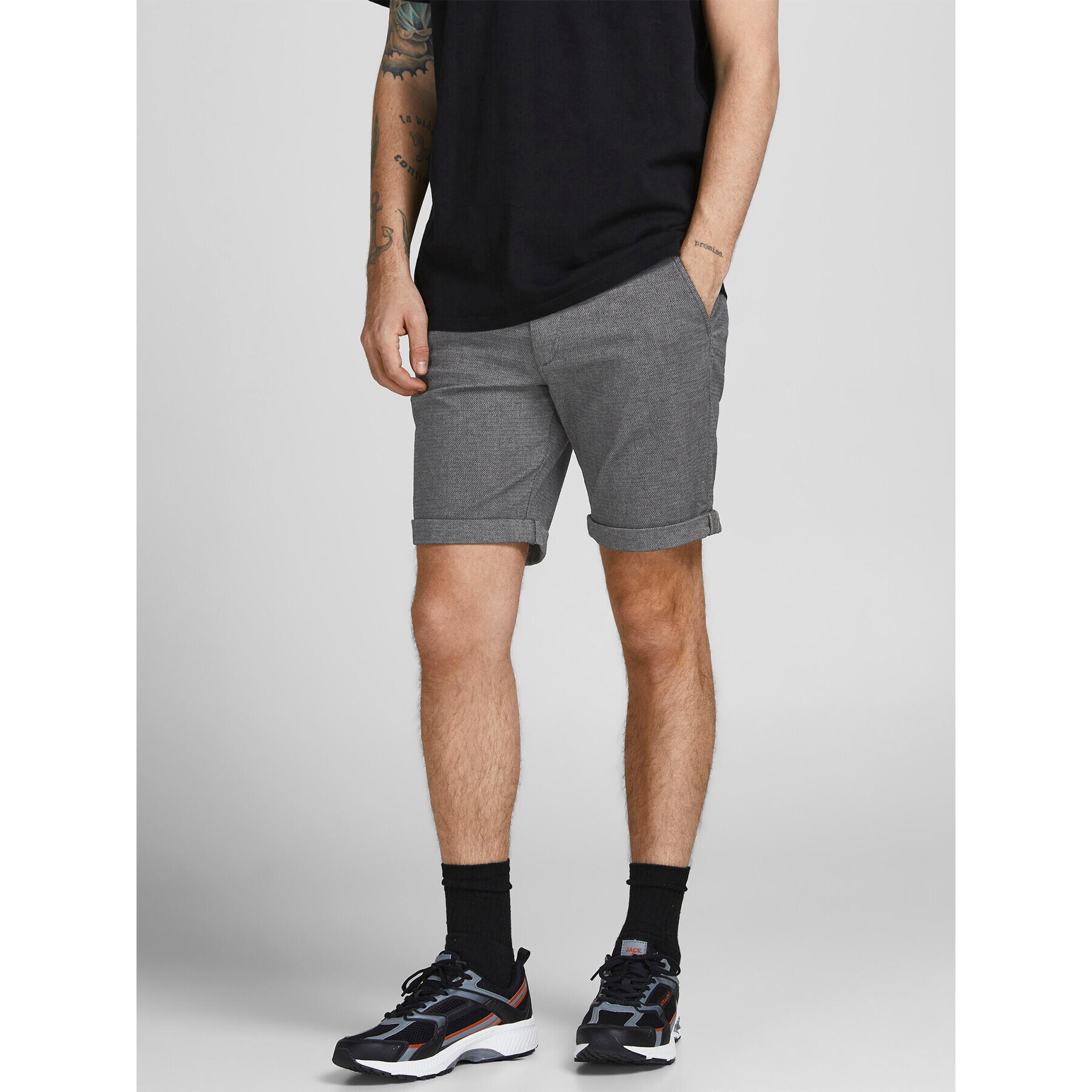 Jack&Jones Bavlnené šortky Fury 12206889 Sivá Regular Fit - Pepit.sk