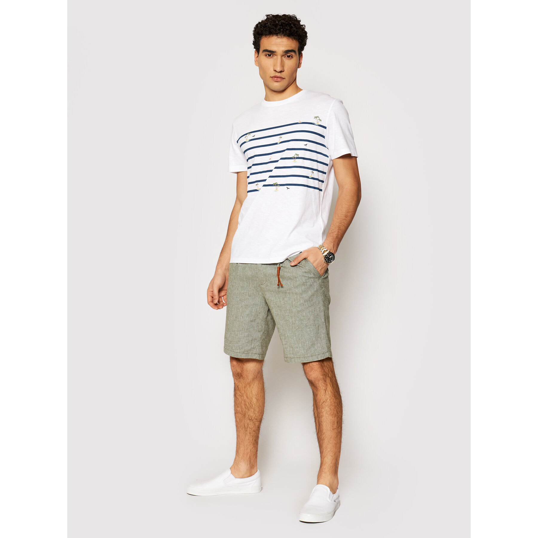 Jack&Jones Bavlnené šortky Milton 12188357 Zelená Regular Fit - Pepit.sk