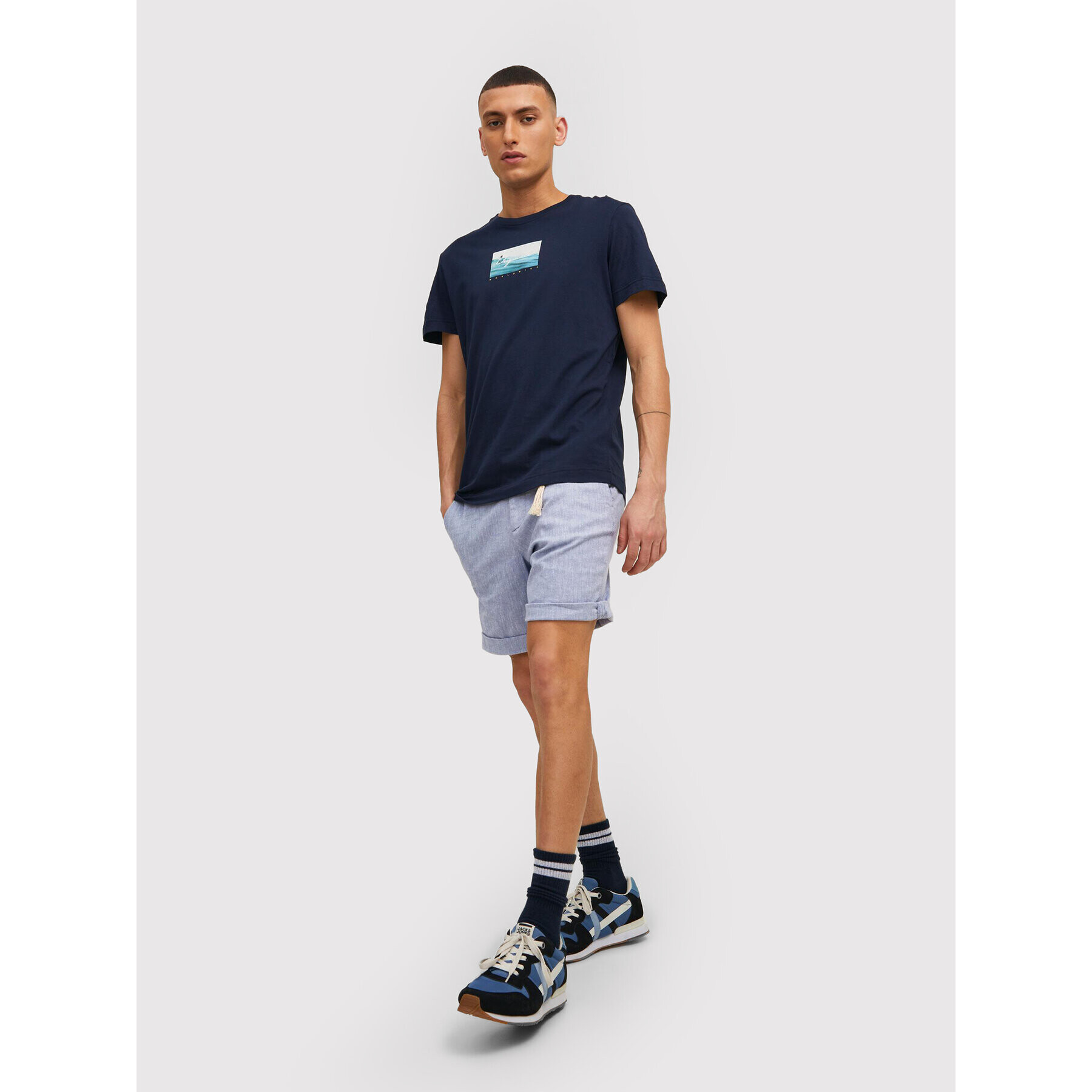 Jack&Jones Bavlnené šortky Sky 12210139 Modrá Regular Fit - Pepit.sk