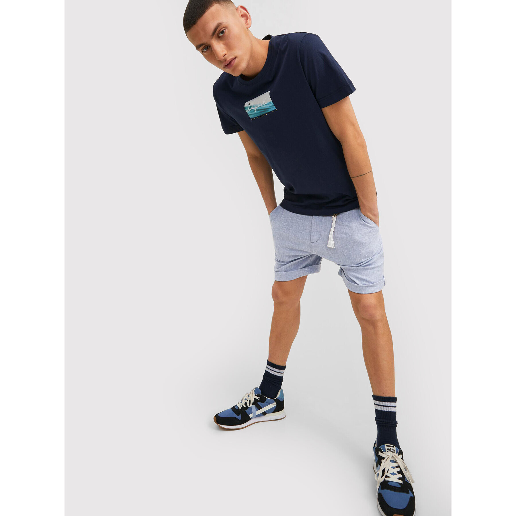 Jack&Jones Bavlnené šortky Sky 12210139 Modrá Regular Fit - Pepit.sk