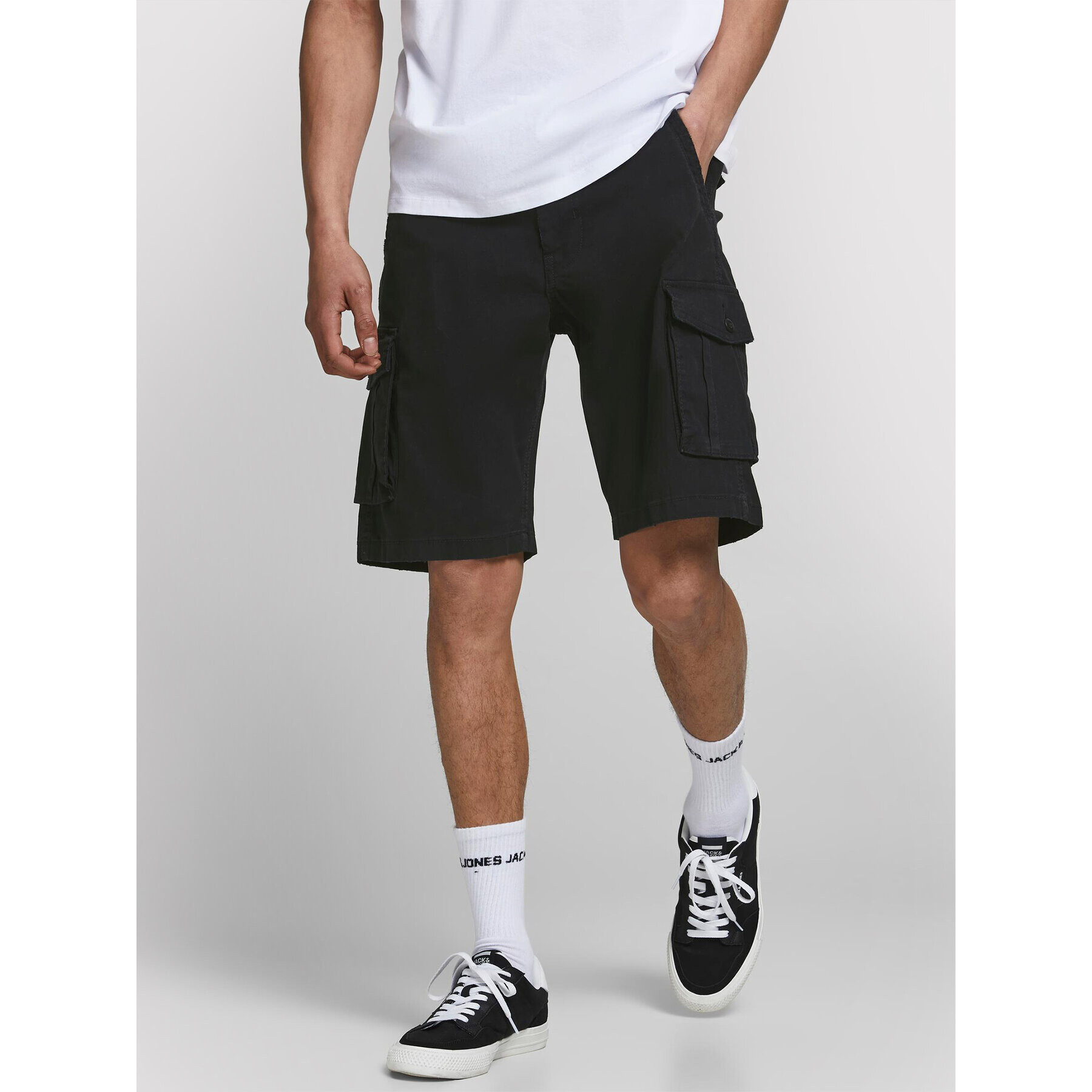 Jack&Jones Bavlnené šortky Zack 12184905 Čierna Regular Fit - Pepit.sk